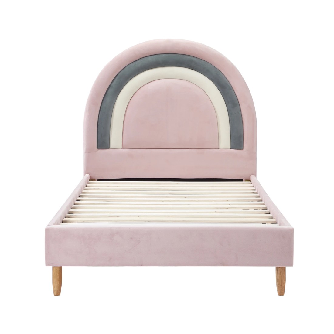 7 Oikiture Single Bed Frame Rainbow Kids Bed Base Velvet
 - Pink, 7 of 10