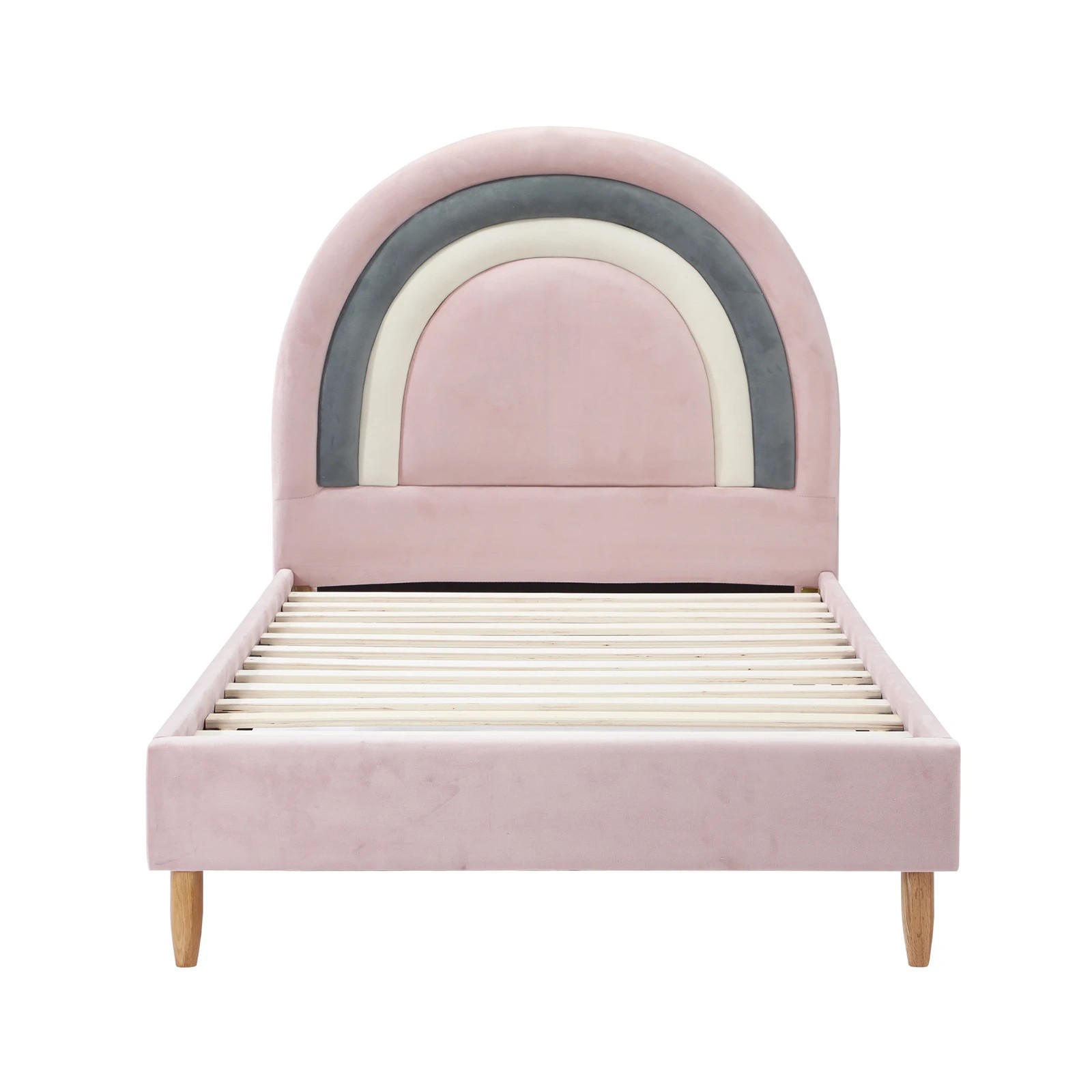 7 Oikiture Single Bed Frame Rainbow Kids Bed Base Velvet
 - Pink, 7 of 10