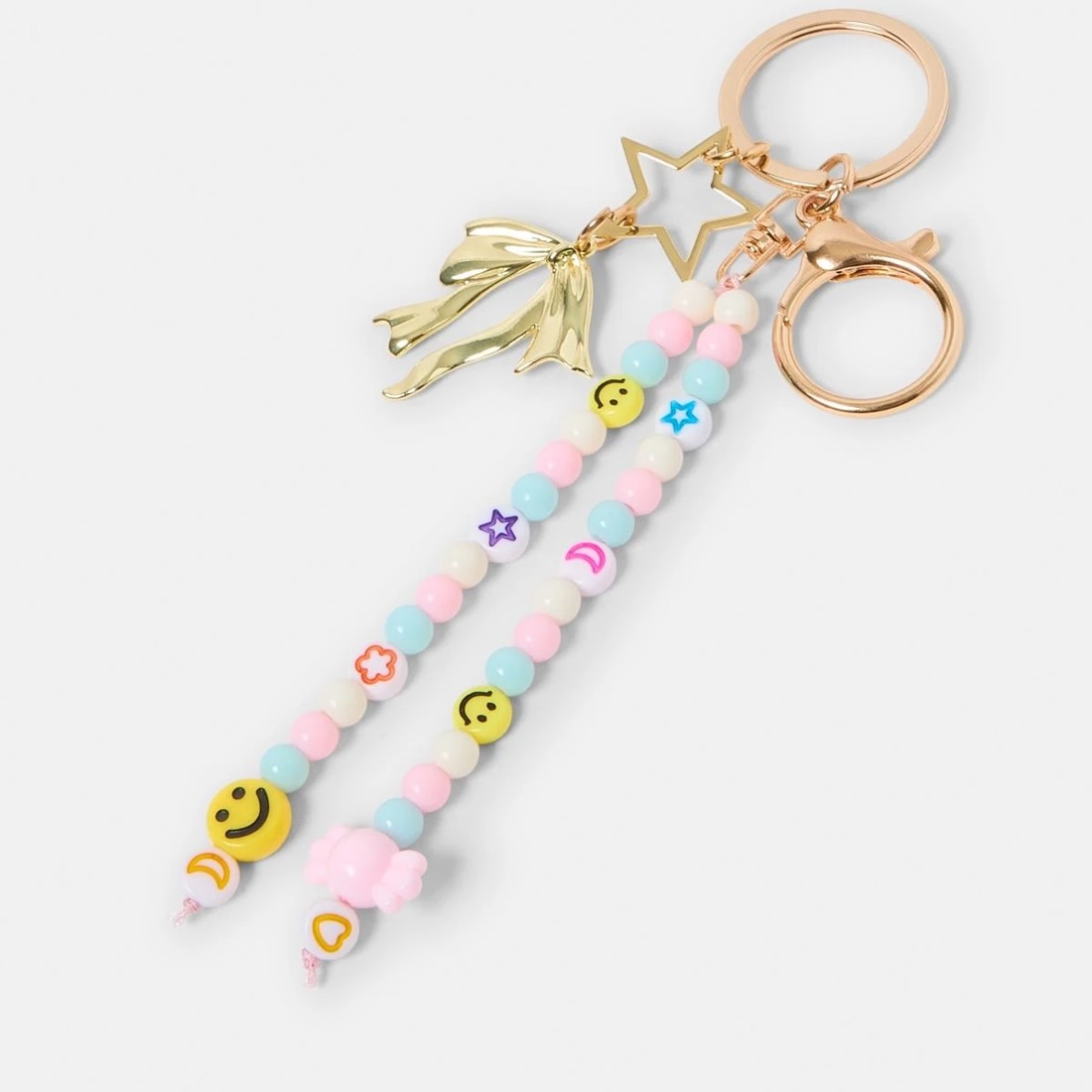 2 Smiley Bead Charm Keyring, 2 of 3