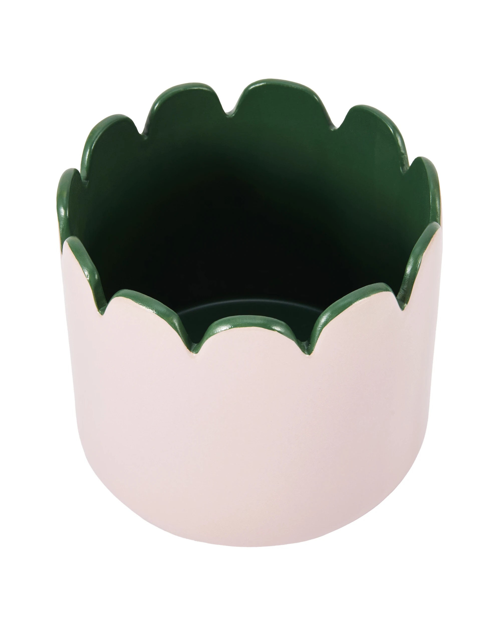 1 Pink Scallop Edge Ceramic Pot, 1 of 3
