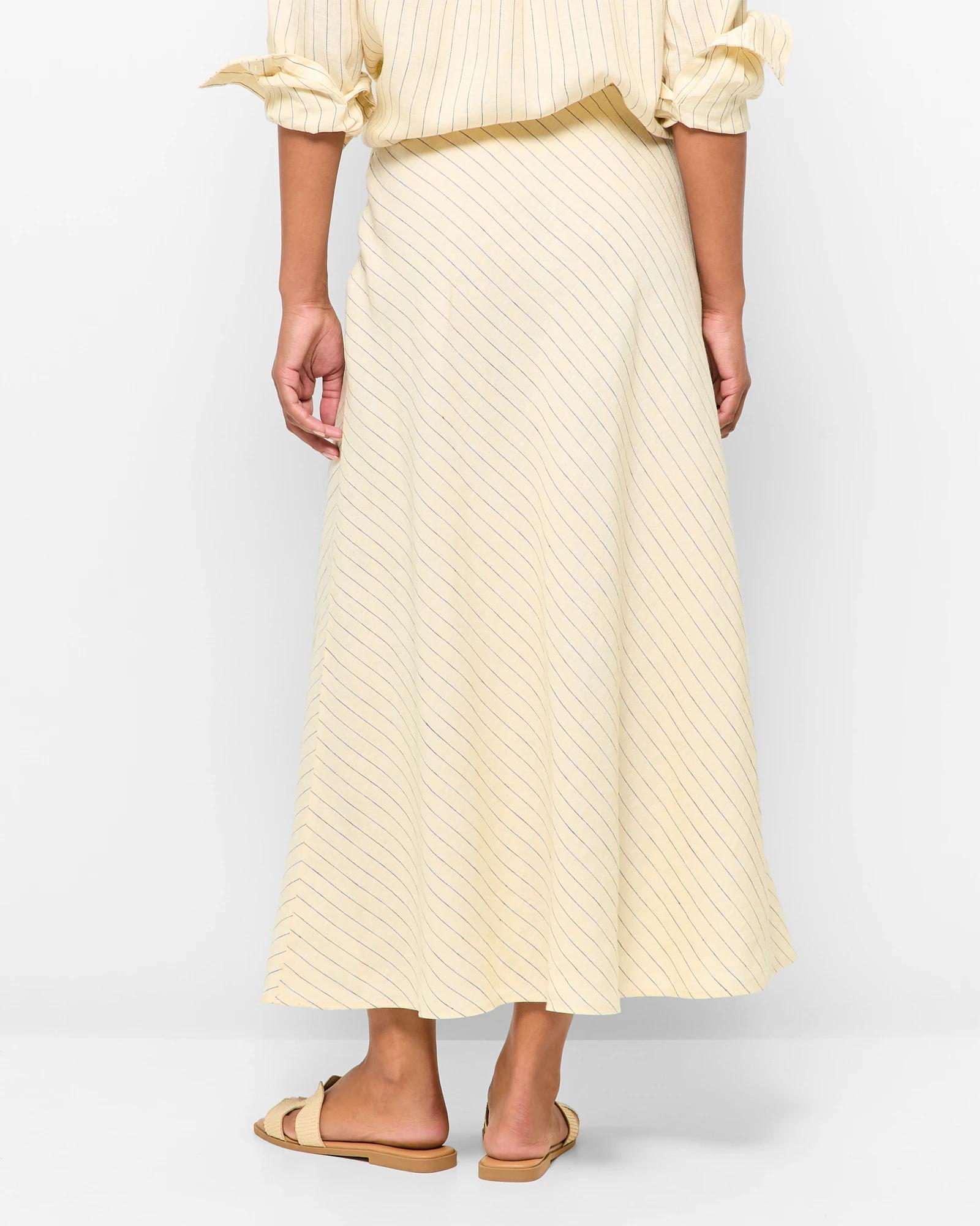 4 Target European Linen Bias Cut Midi Skirt SOFT BUTTER STRIPE, 4 of 5