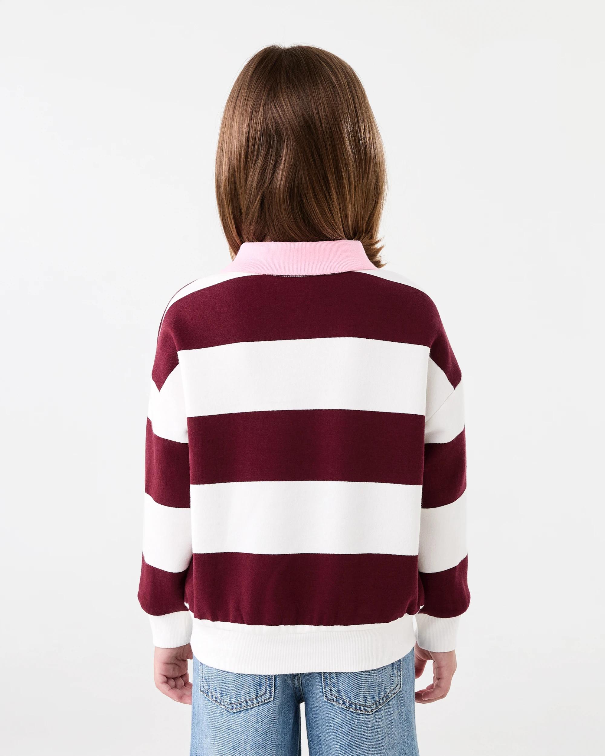 2 Long Sleeve Rugby Sweatshirt Wht Strpe, 2 of 7