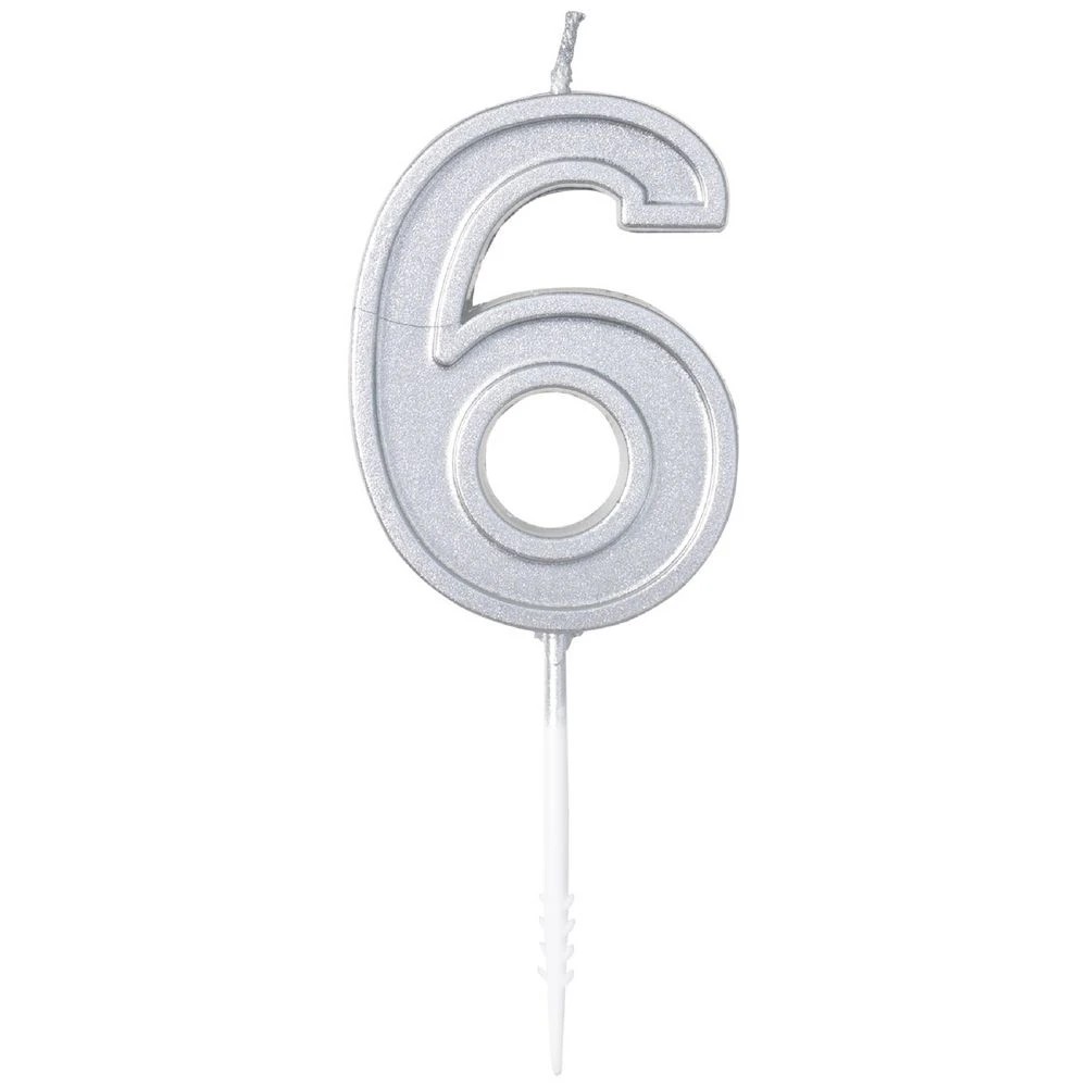 2 Otto Candle Number 6 Silver, 2 of 2