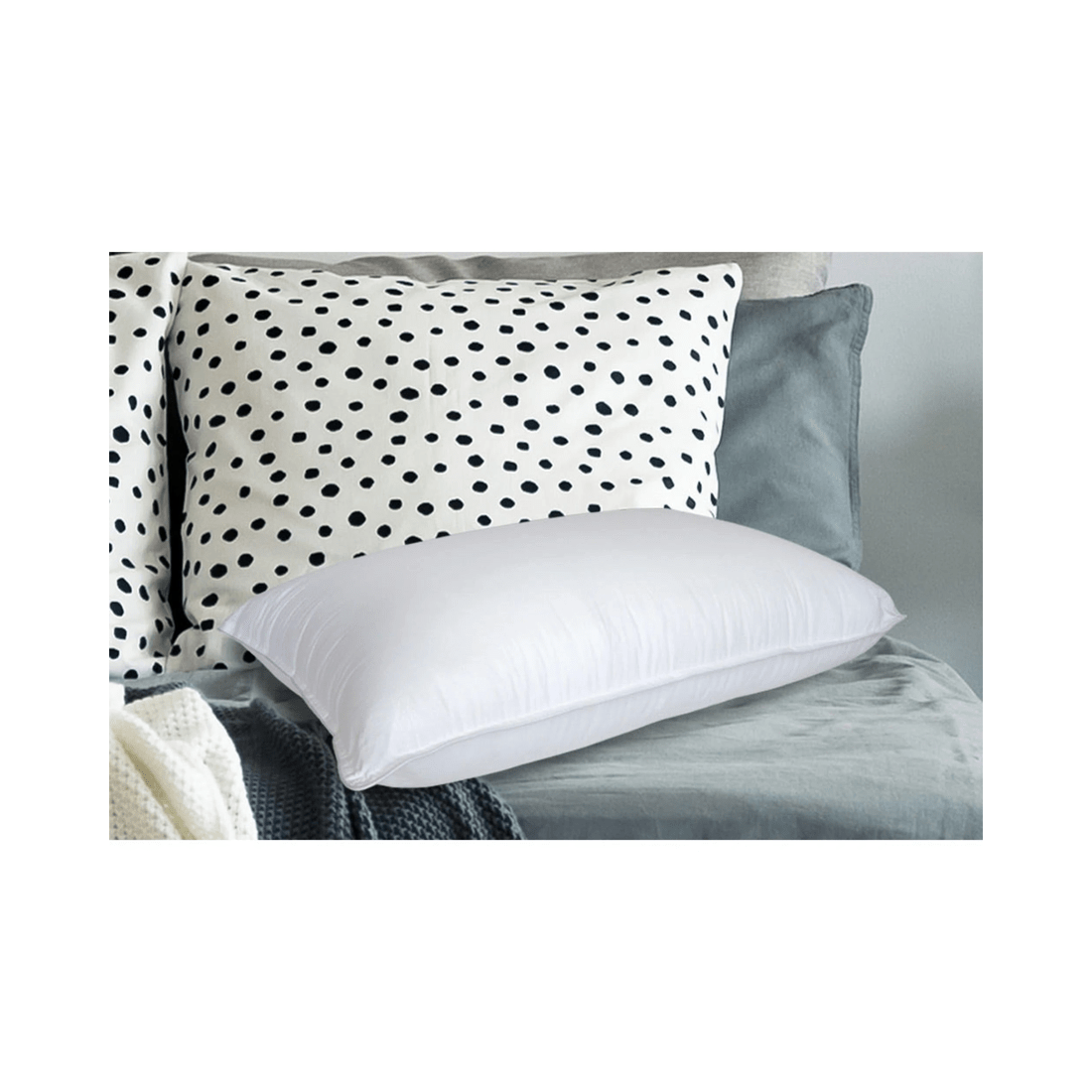 2 Jaspa Black High &amp; Soft Pillow — 700g low allergy ExcelFibre®, Foam Core, Piped Cotton Cover - White, 2 of 2