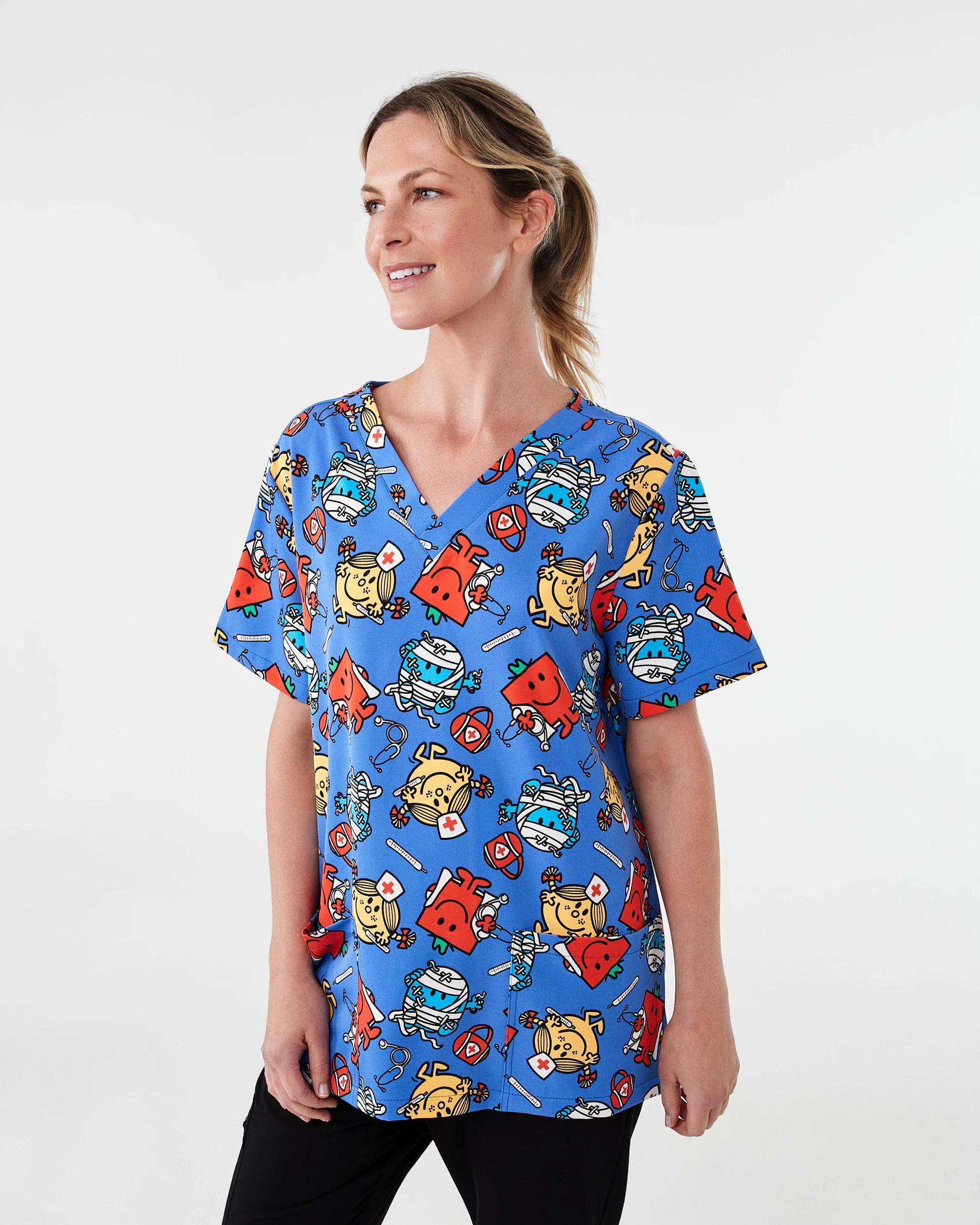 2 Workwear Mr Men License Unisex Scrub Top Mr Men, 2 of 7