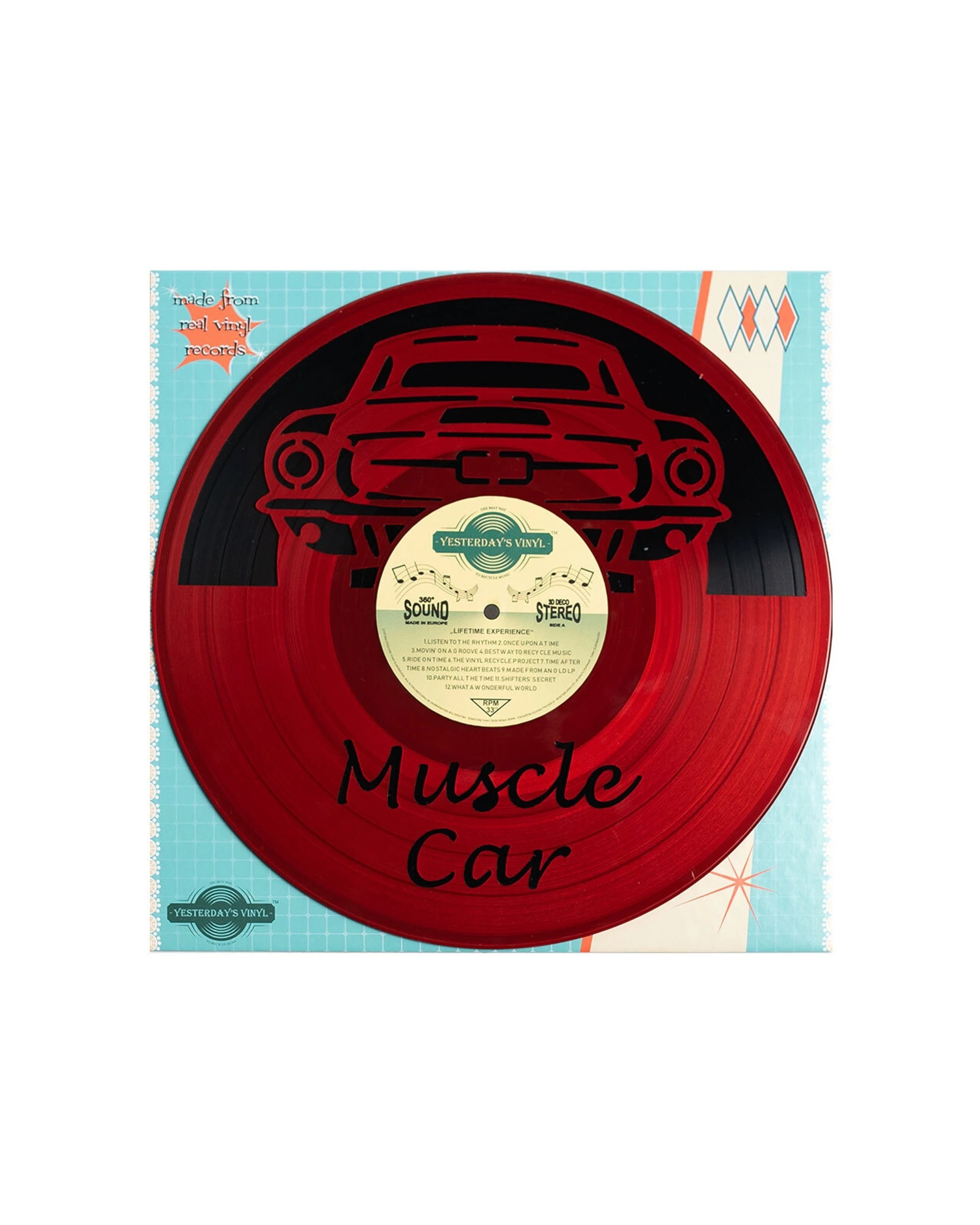 2 Yesterday's Vinyl Record Music Lover 30cm 3D Decoration Muscle Car Wall Art - Multi, 2 of 4
