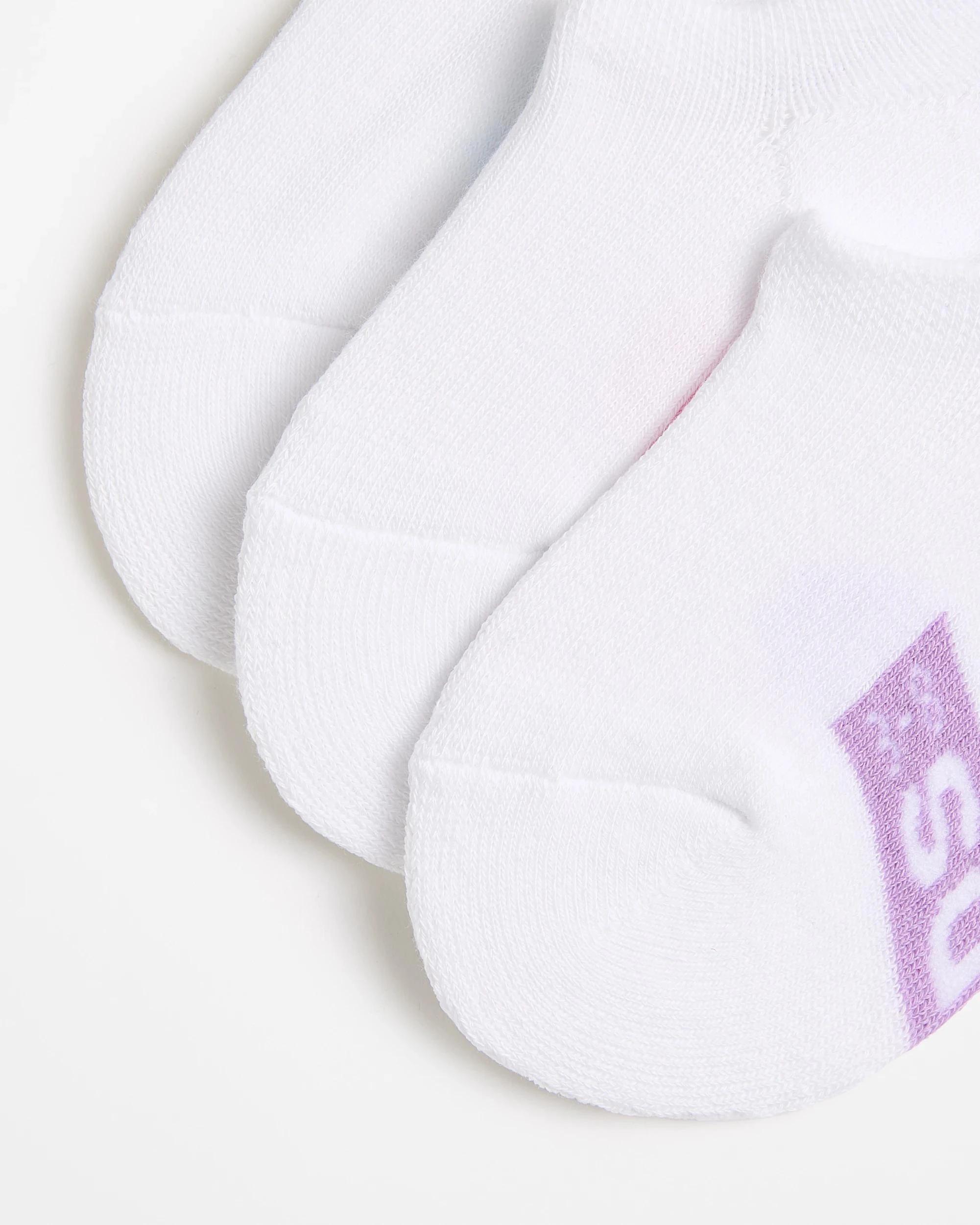 2 Women's Cotton Blend Cushioned Sneaker Socks 3 Pack - Bonds WHITE WITH BLUE/PINK/PURPLE, 2 of 3