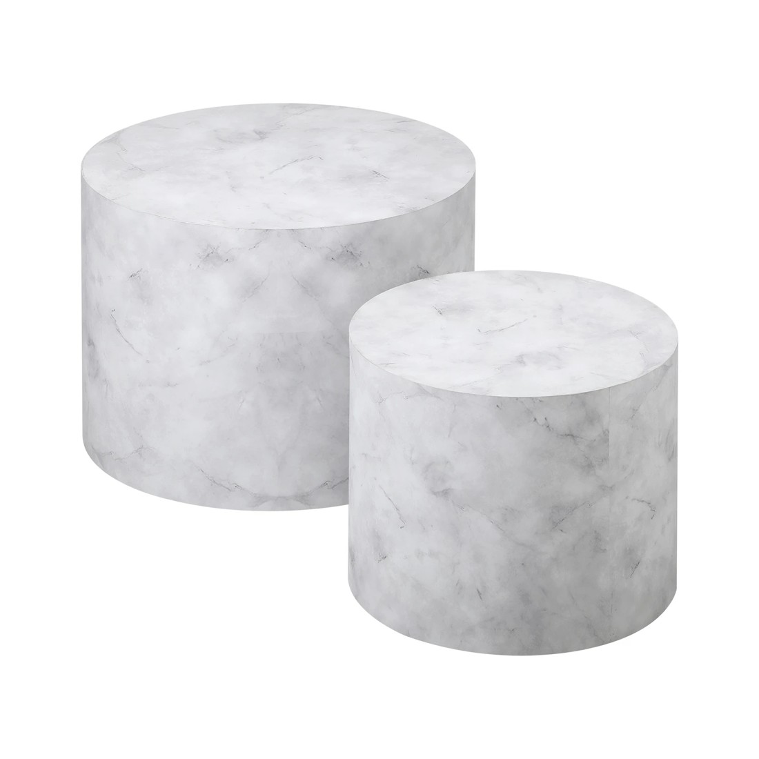8 Oikiture Coffee Table Set Of 2 Round Side Tables Sofa Cafe Marble Effect
 - White, 8 of 10