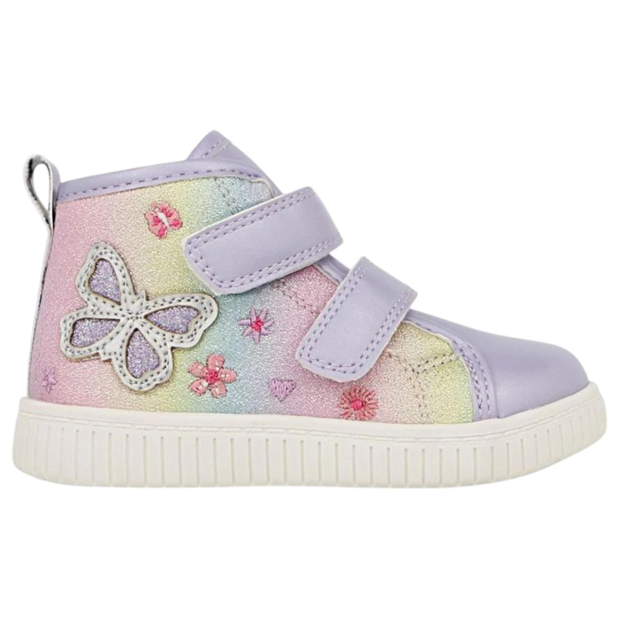 2 Grosby Zazie Lilac Multi Infant Girls Kids Velcro Boots Slip On Baby Shoes LILAC, 2 of 3