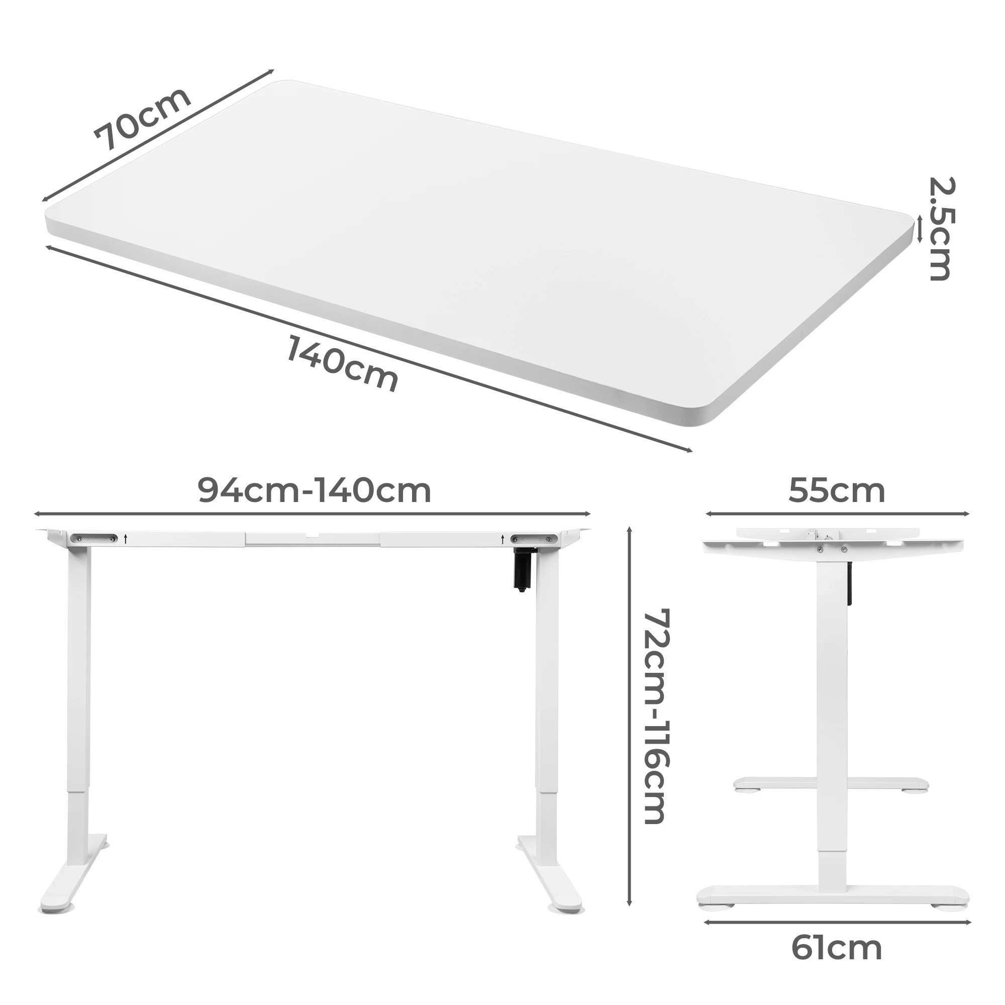 3 Levede Motorised Standing Desk Single Motor 140x70cm, 3 of 6