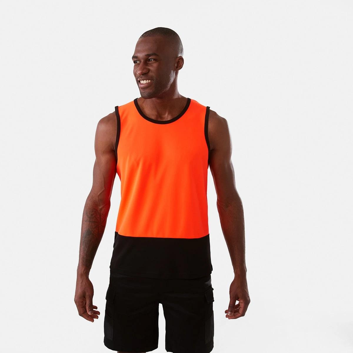 1 Workwear Fluorescent Industrial Singlet Orange, 1 of 7