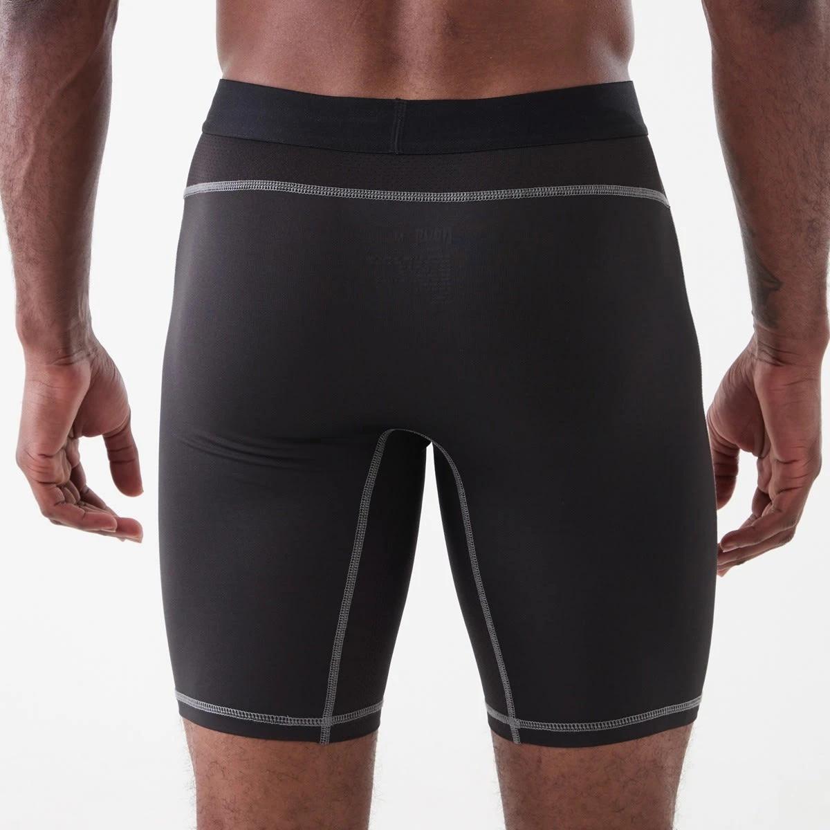 3 Everlast Mens Long Leg Performance Trunks Blk Silver, 3 of 6