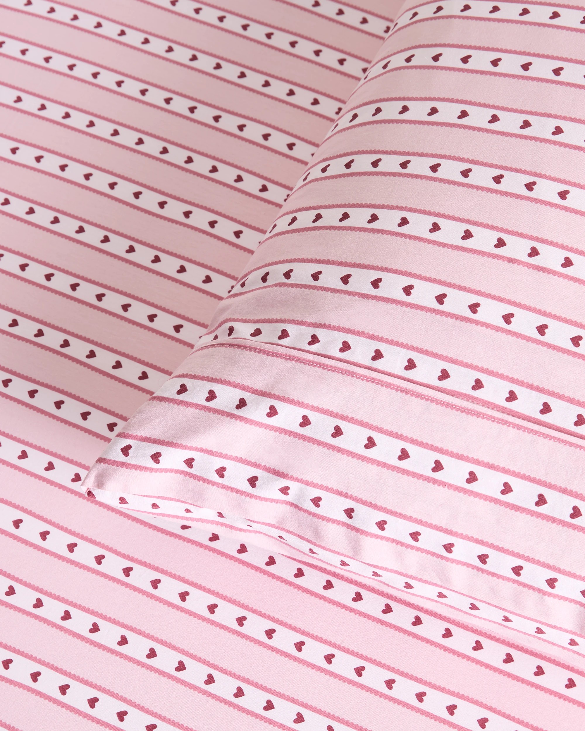 2 Target Australian Cotton Stripe Heart Kids Fitted Sheet Set - Single Bed - Pink, 2 of 4