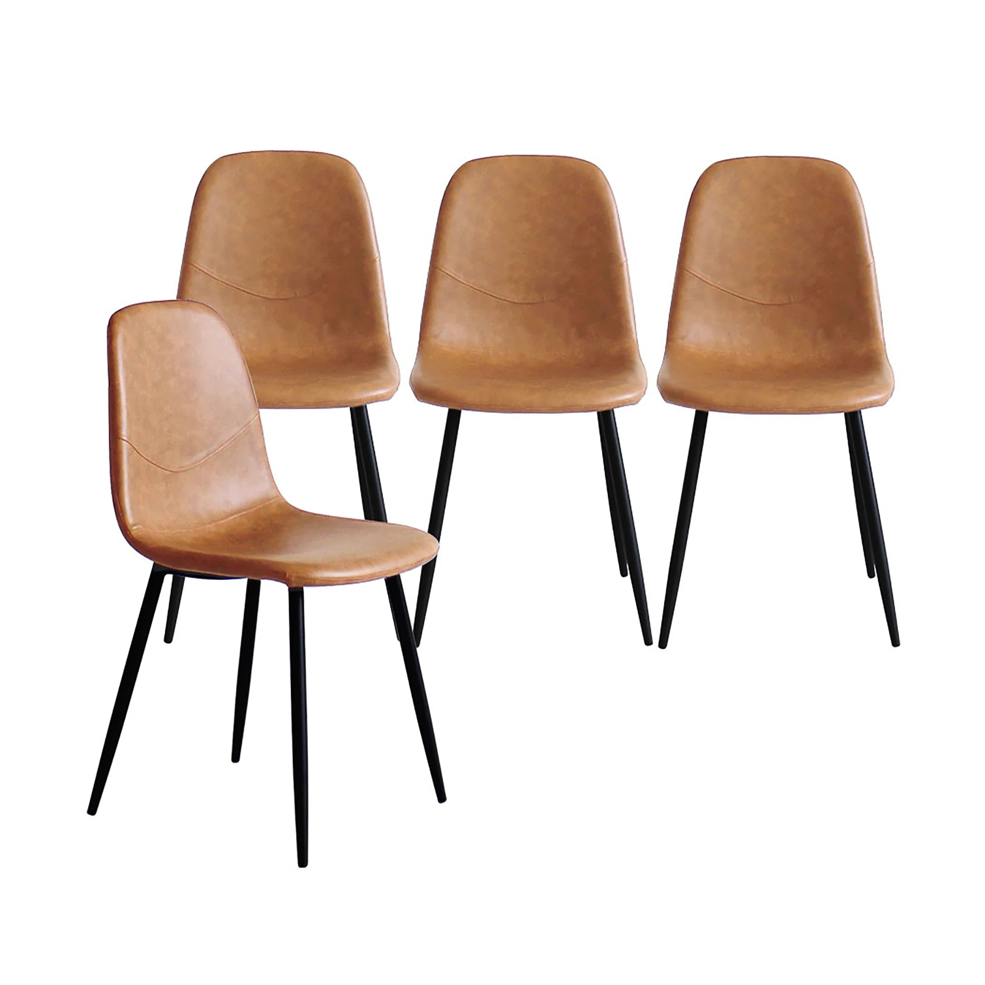 2 Levede 4x Dining Chairs Kitchen Eames Accent Chair Lounge Room Padded PU Leather - Brown, 2 of 6