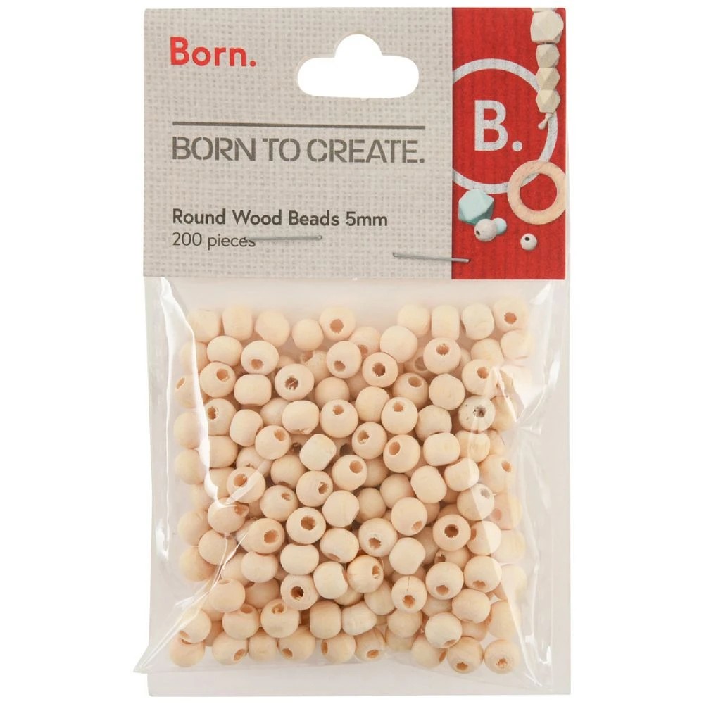 1 Born Round Wooden Beads 5mm Natural 200 Pieces, 1 of 2