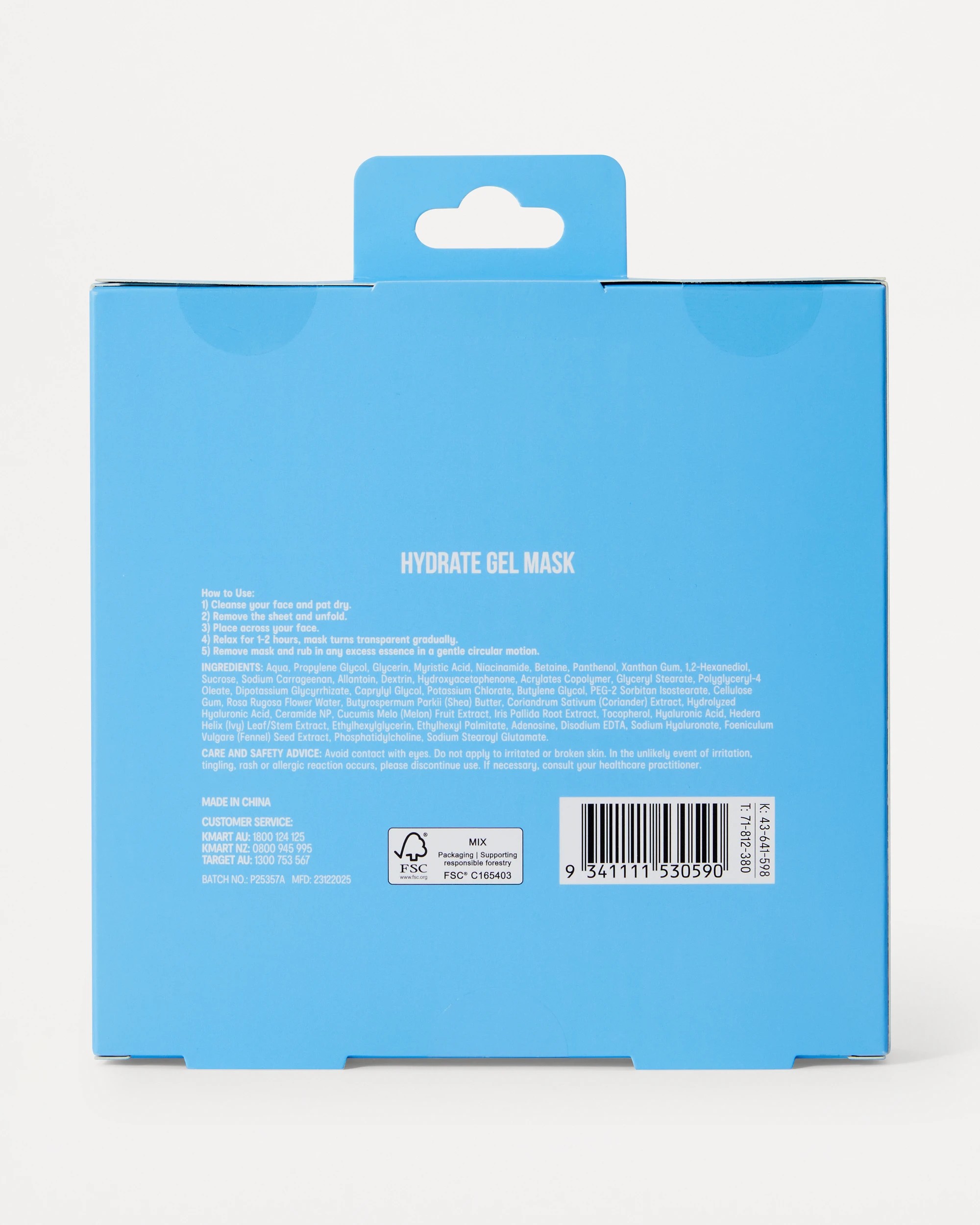 4 OXX Skincare 4 Pack Hydrate Gel Masks - Niacinamide, Low Molecular Hyaluronic Acid Solution, Ceramide and Panthenol, 4 of 4