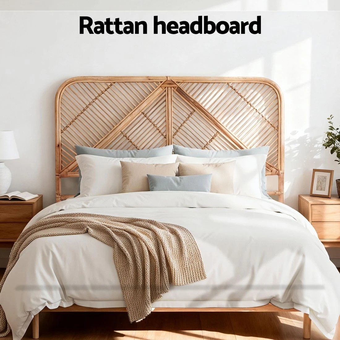 5 Artiss Bed Headboard Queen Bedhead Rattan - F - Natural, 5 of 7