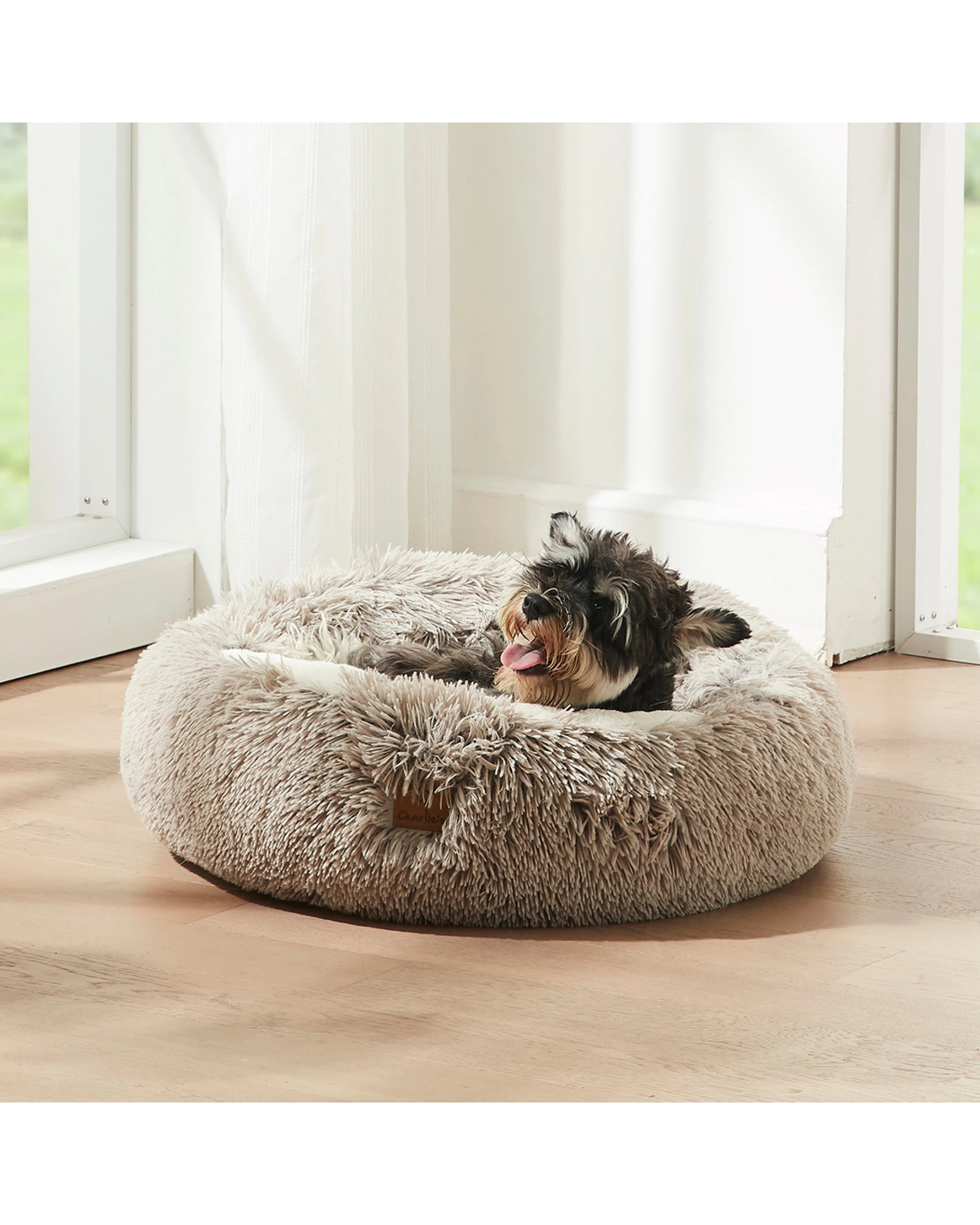 2 Charlie's Snookie Hooded Faux Fur Calming Dog Bed Small - Grey, 2 of 6