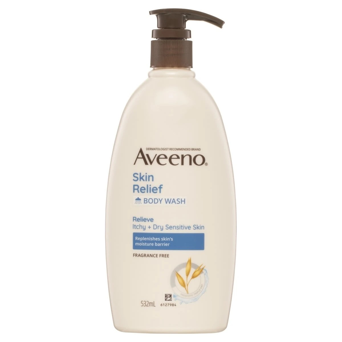 1 Aveeno Skin Relief Fragrance Free Body Wash 532ml - Prebiotic Triple Oat Formula, 1 of 10
