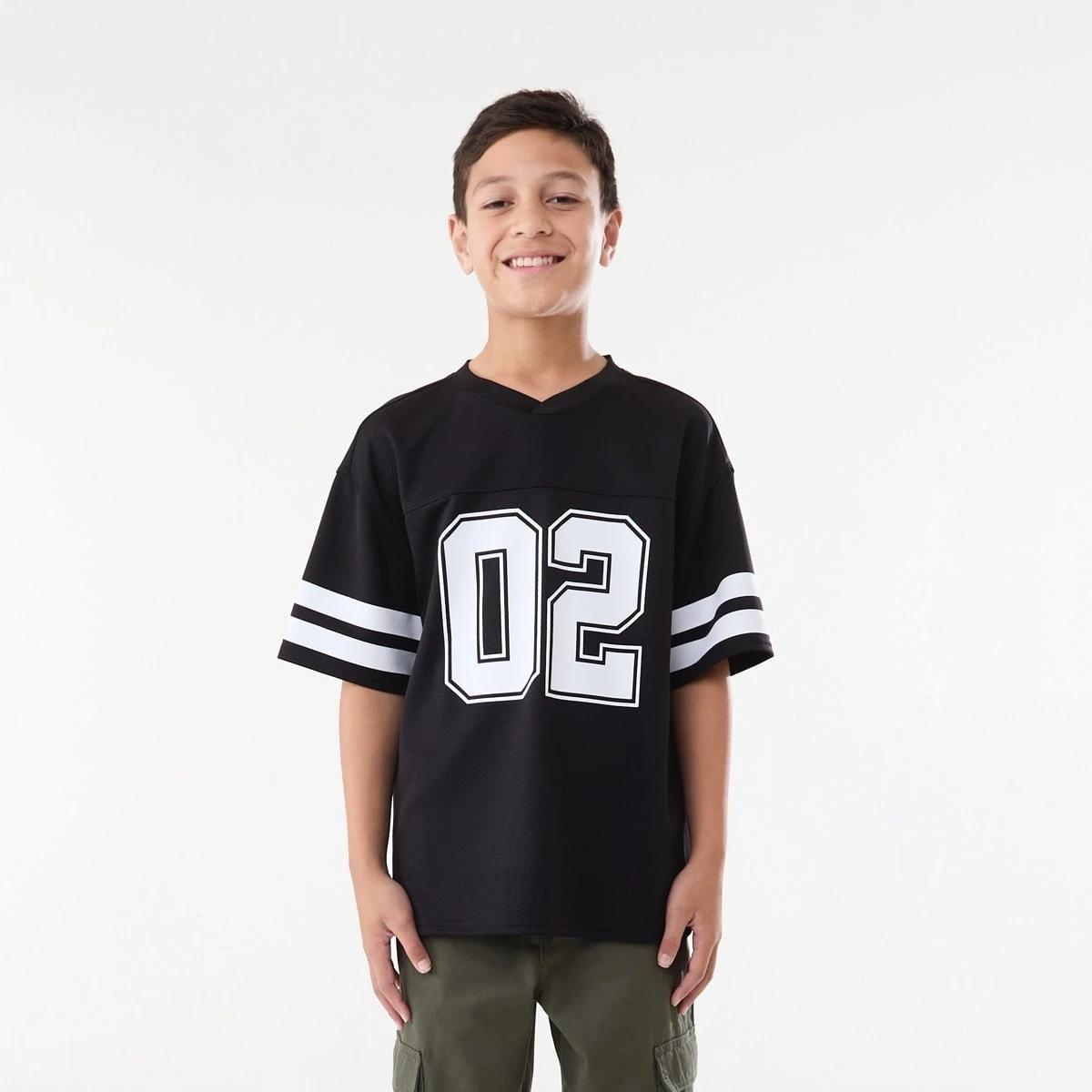 1 Short Sleeve Oversized Mesh T-shirt JERSEY 02 BLACK, 1 of 6