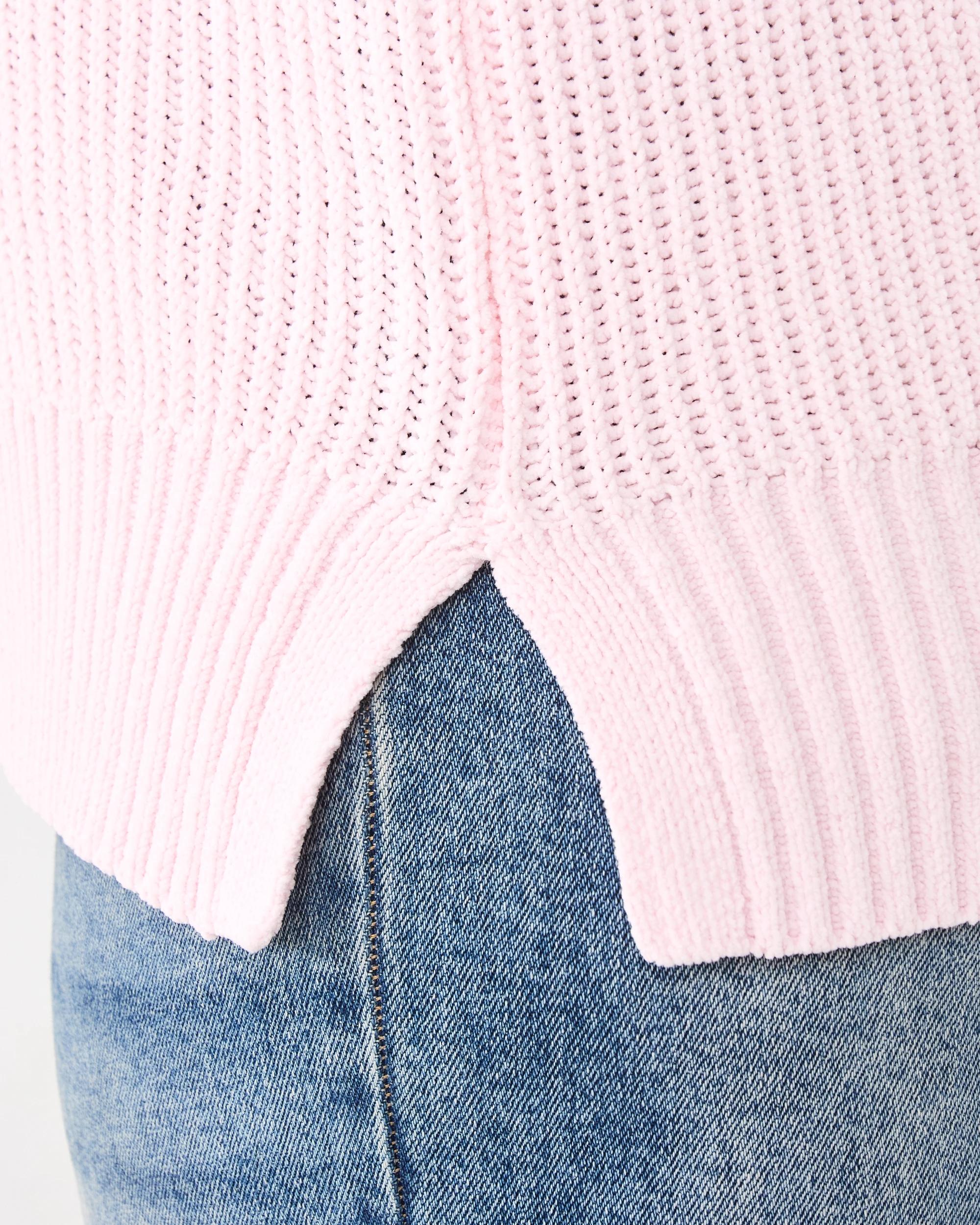 6 Curve Long Sleeve V-neck Chenille Jumper Bllet Pink, 6 of 7