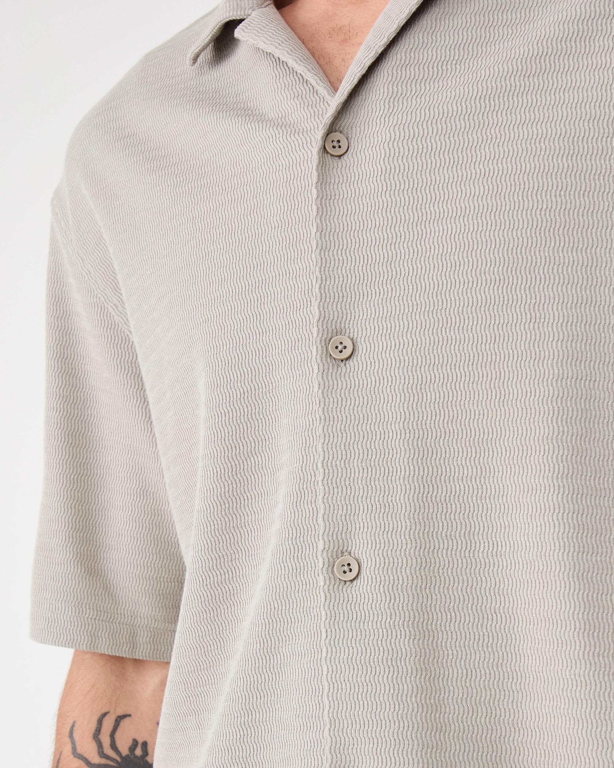 7 Short Sleeve Textured Shirt Bge Khaki, 7 of 10