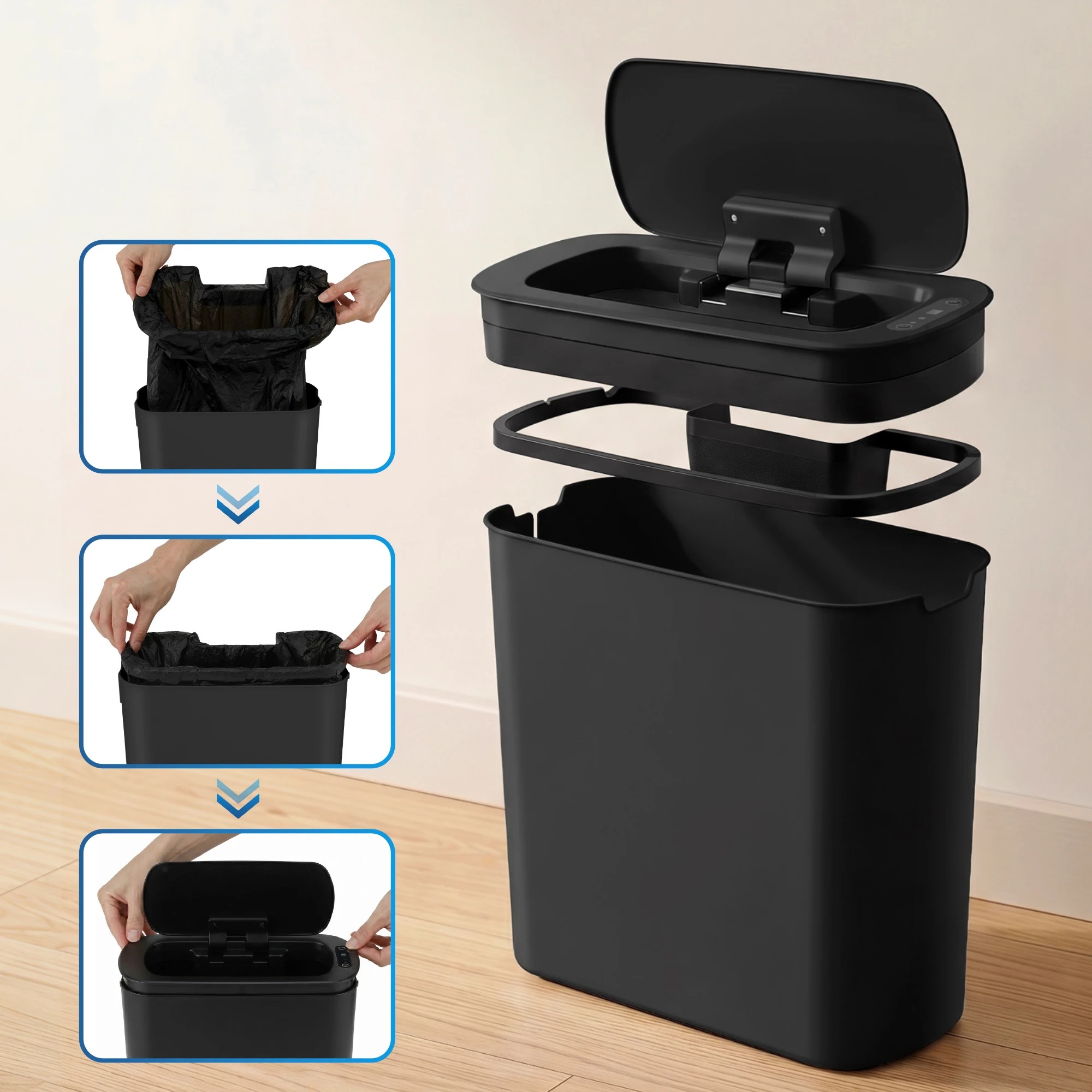 5 Devanti Automatic Trash Bin with Lid 11L Motion Sensor Kitchen Bin Touchless - Black, 5 of 8
