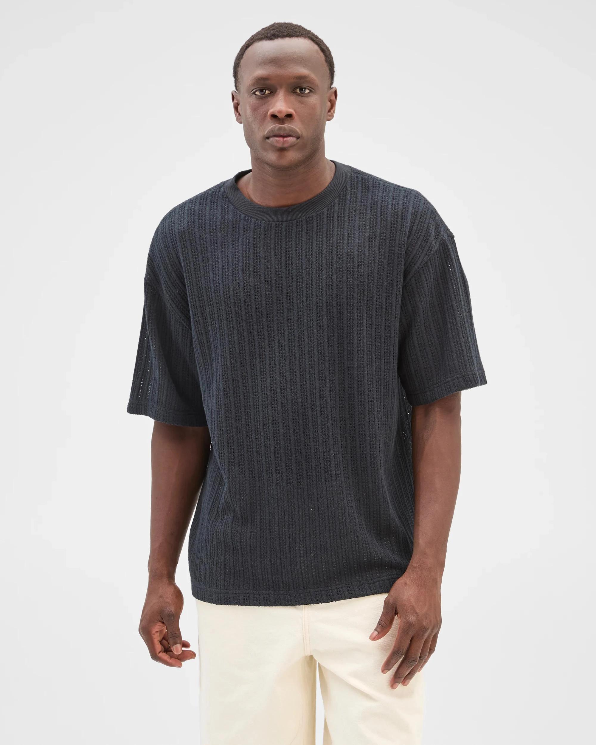 2 Commons Australian Cotton Blend Heavyweight Knit T-Shirt BLACK, 2 of 6