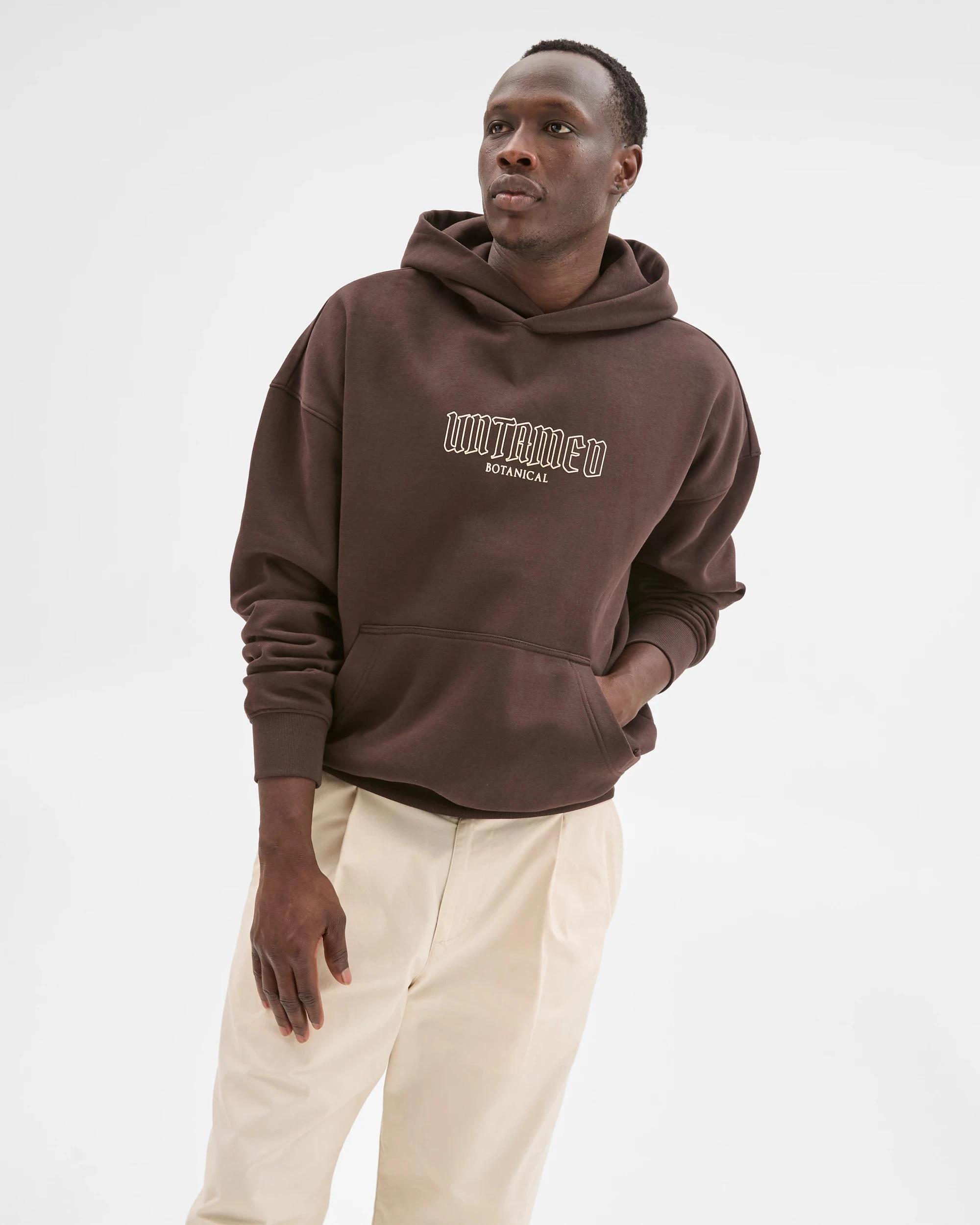 3 Commons Australian Cotton Blend Heavyweight Graphic Hoodie BROWN UNTAMED, 3 of 7