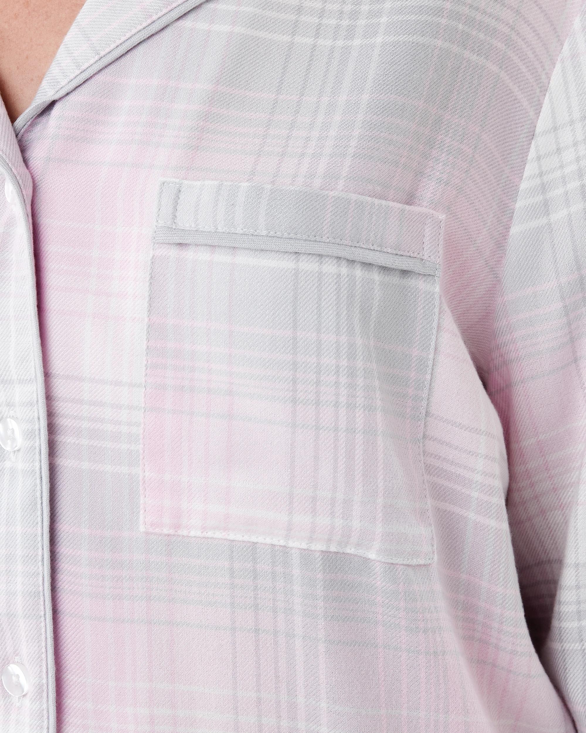 7 Classic Flannel Pyjama Set Grey Check, 7 of 9