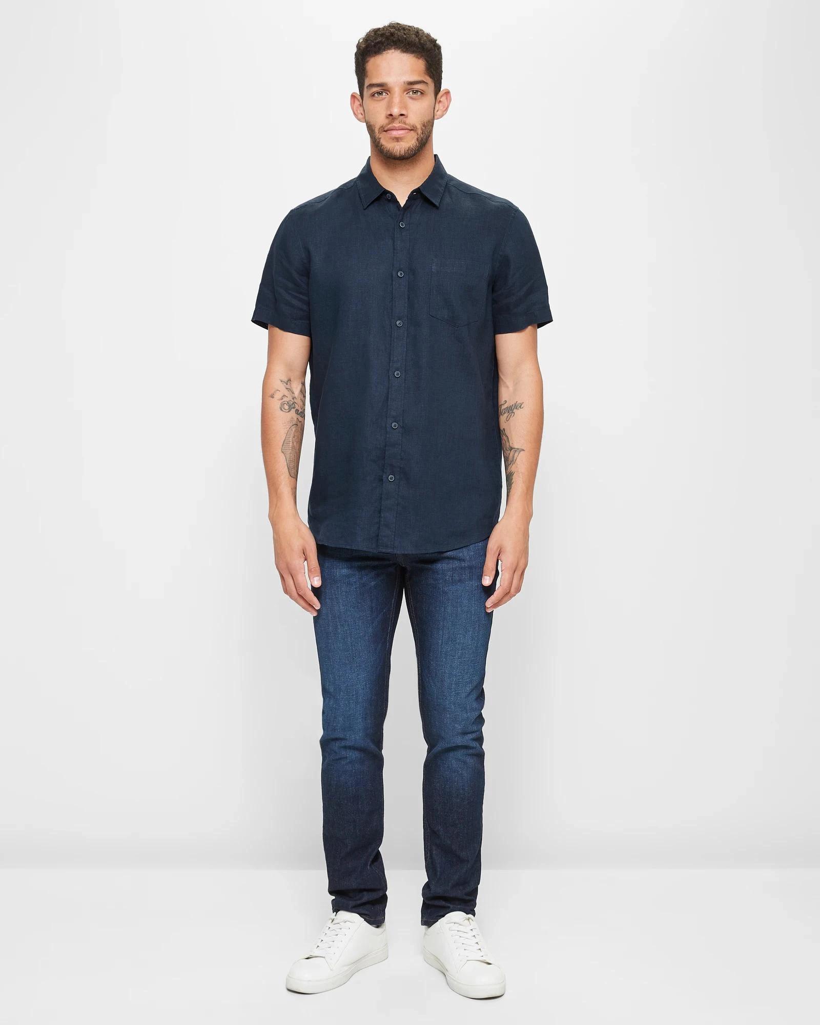 2 Target European Linen Shirt NAVY BLUE, 2 of 5