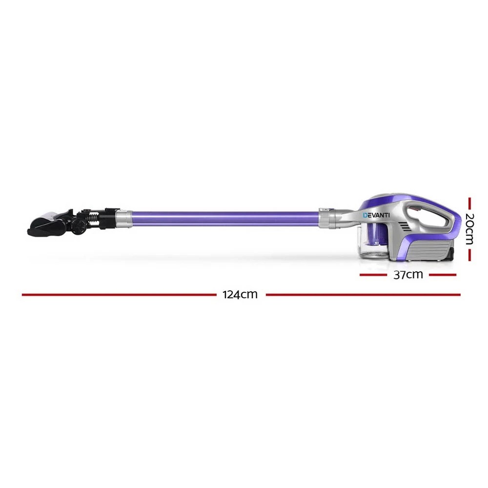 2 Devanti Stick Vacuum Cleaner Roller Brush Cordless 150W - Purple, 2 of 6
