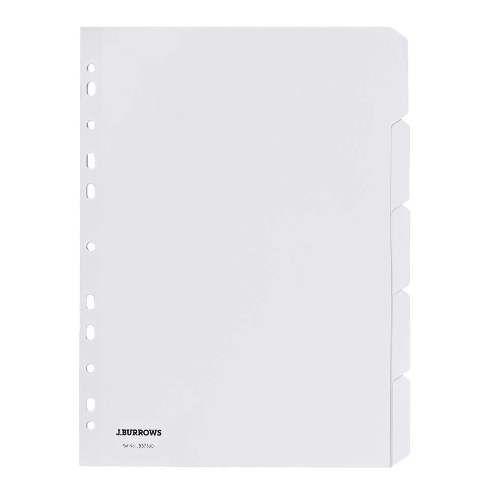 3 J.Burrows A4 5 Tab Dividers FSC White, 3 of 3