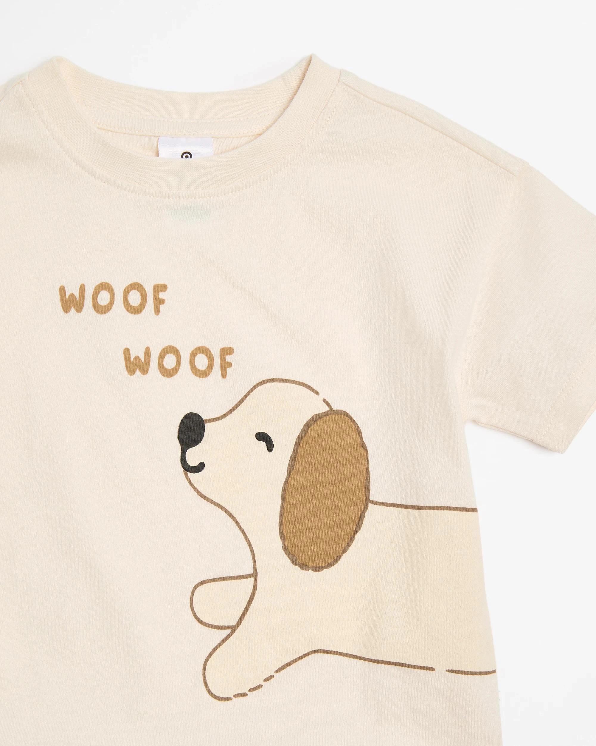 2 Target Baby Organic Cotton Oversized Print T-Shirt CREAM PUPPY, 2 of 3