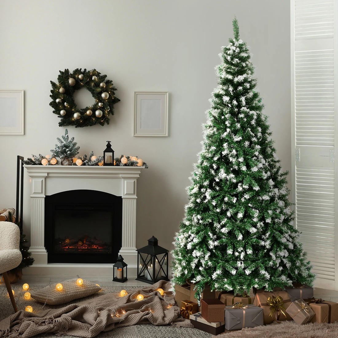 3 Tinseltown Christmas Tree 2.4M 8FT Xmas Trees Snowy Decorations 1400 Tips - Green, 3 of 8