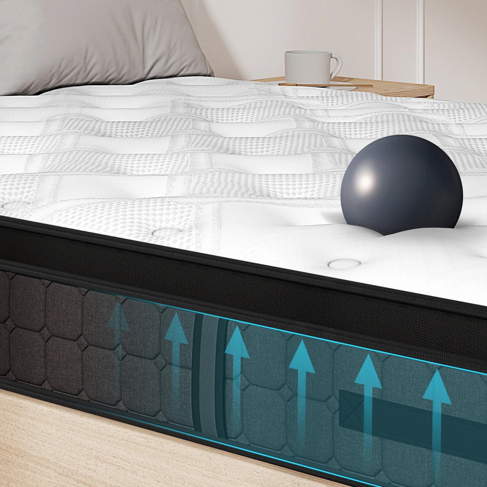 6 Alfordson Mattress 26cm Bonnell Spring Medium Firm Double-Sided EuroTop - King Bed, 6 of 9
