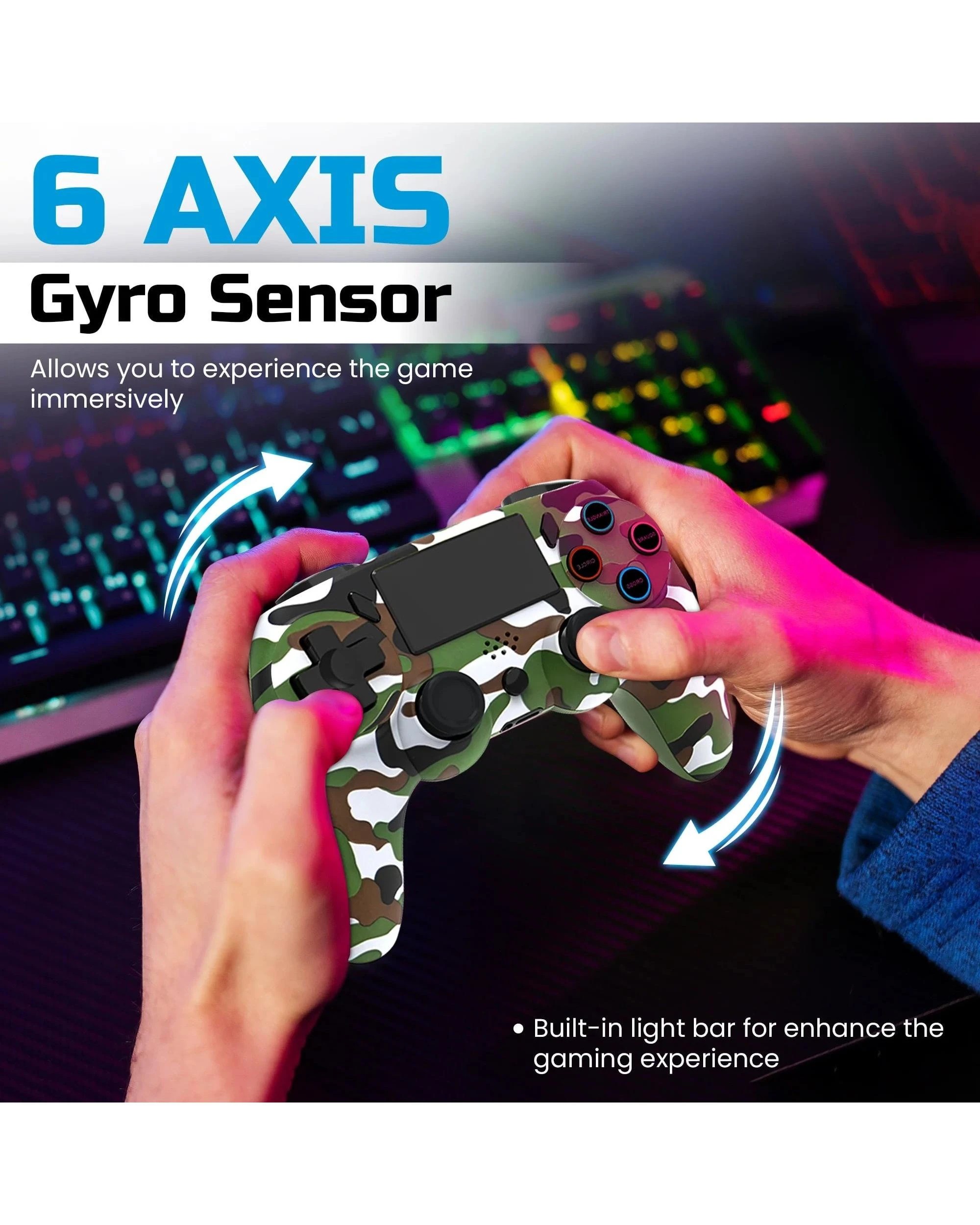 5 Playmax Wireless Controller for PS4 and PC - Camo - Green, 5 of 5