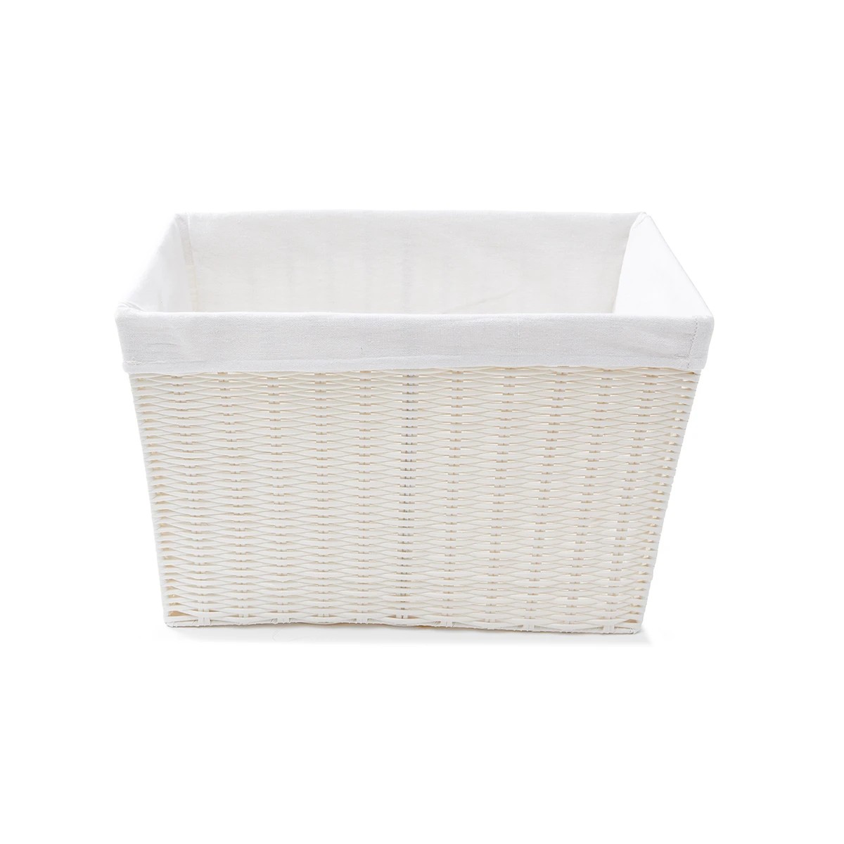 8 Rattan Look Basket with Liner - Large, White, 8 of 8