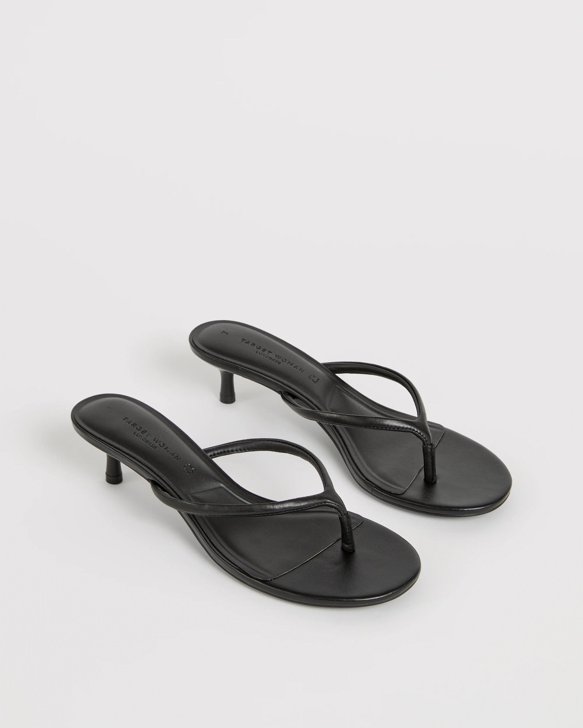 2 Target Woman Genuine Leather Thong Heels BLACK LEATHER, 2 of 3
