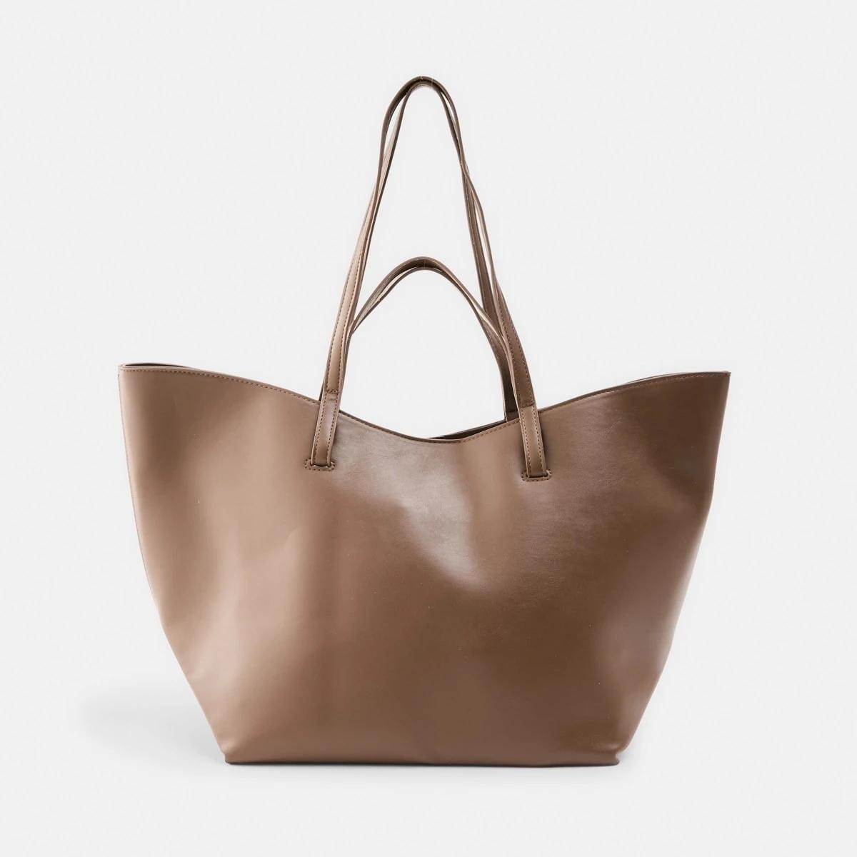 1 Curved Tote Bag Rich Tan, 1 of 6