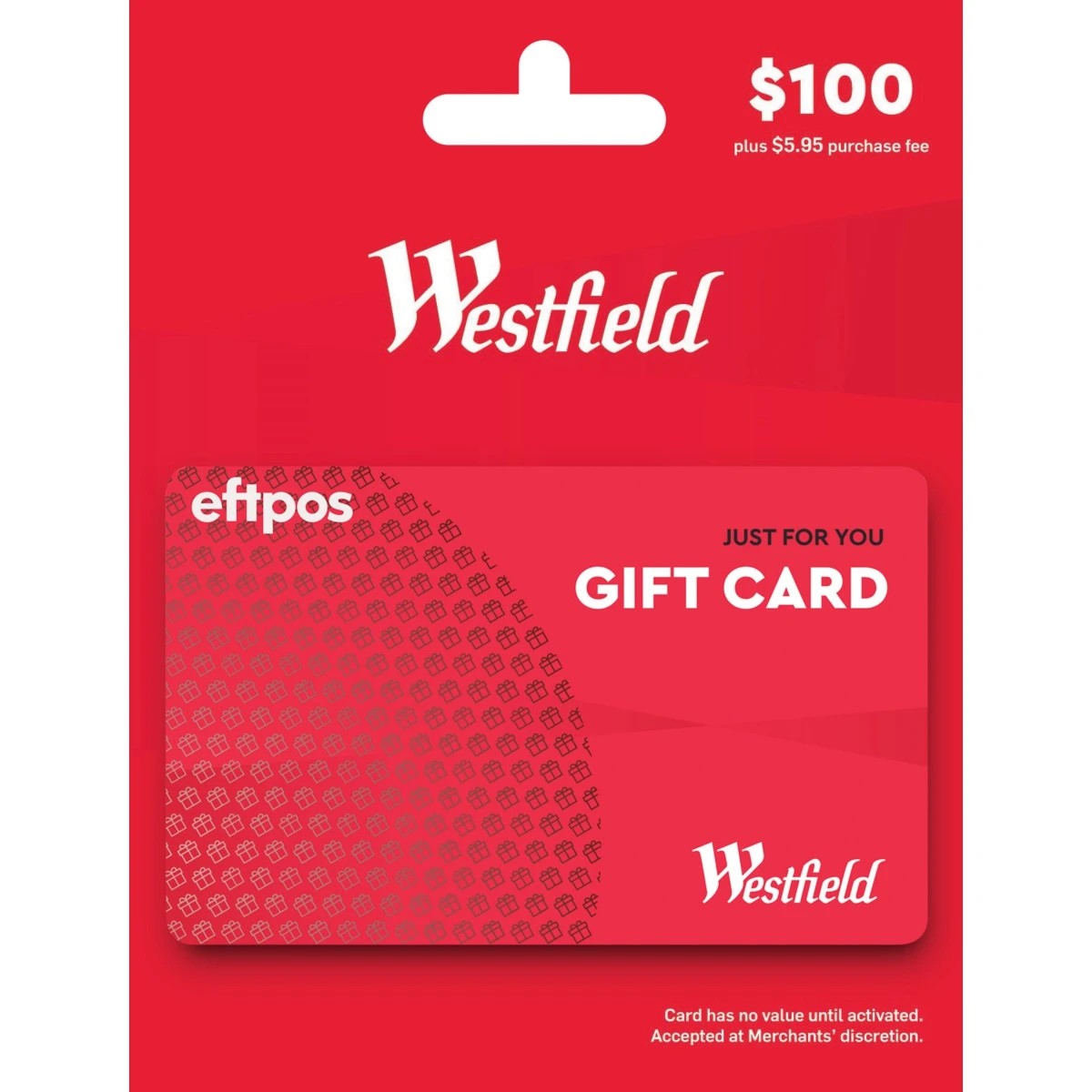 1 Westfield eftpos Just For You $100 Gift Card