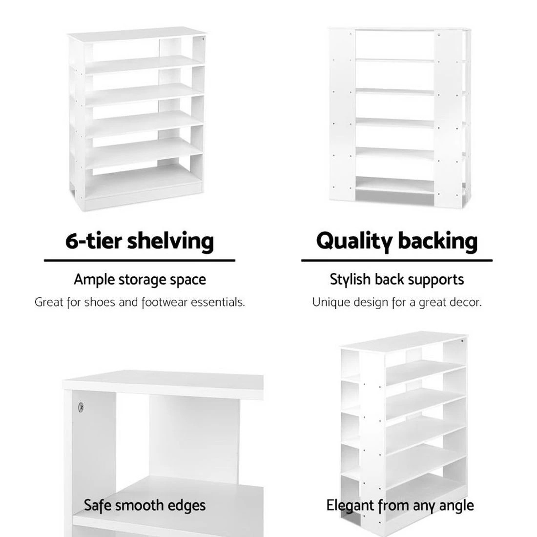 7 Artiss Shoe Rack Cabinet 30 Pairs 6-Tier Shelf - White, 7 of 9
