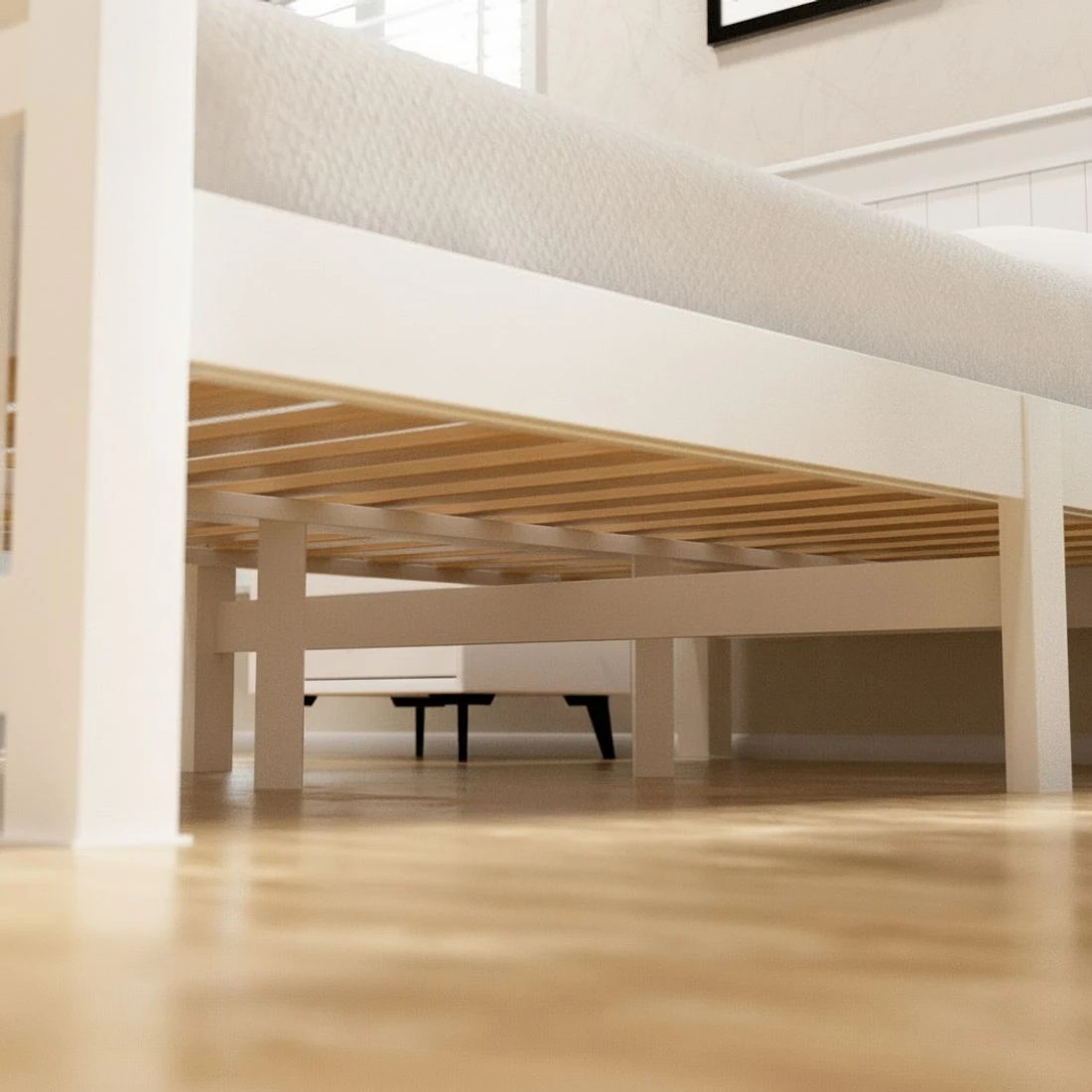 4 Artiss Bed Frame Double Size Wooden Platform with 2 Storage Drawers  RIO - White, 4 of 8