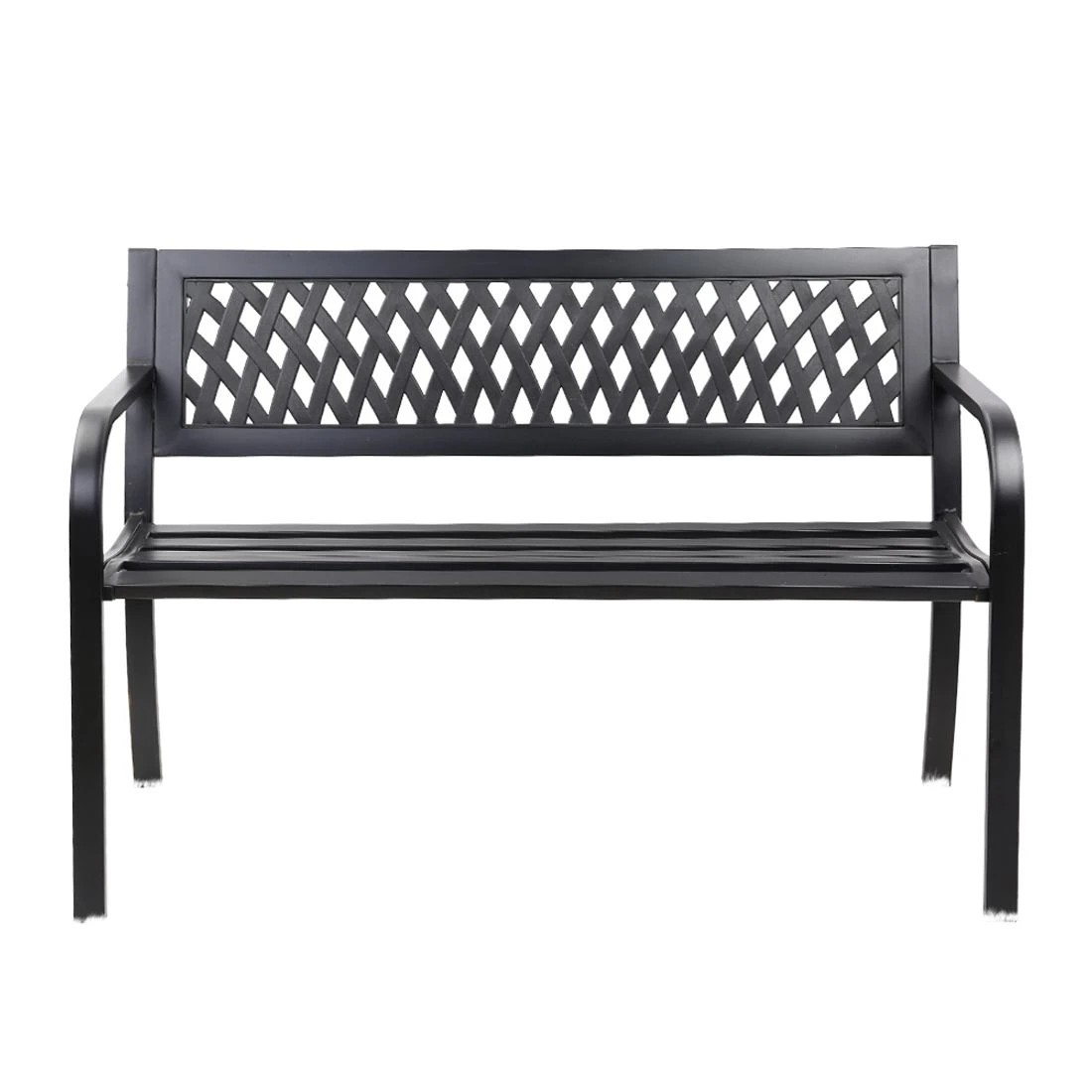 4 Gardeon Outdoor Garden Bench Seat Steel Outdoor Furniture 2 Seater Park
 - black, 4 of 6