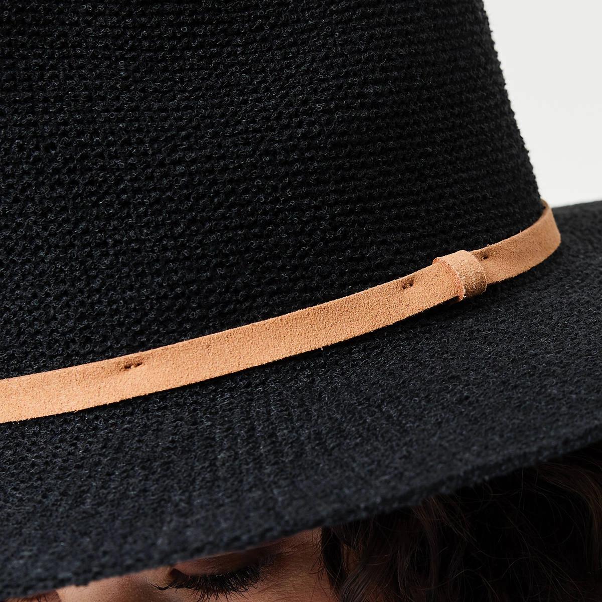 4 Woven Fedora Hat Black, 4 of 4