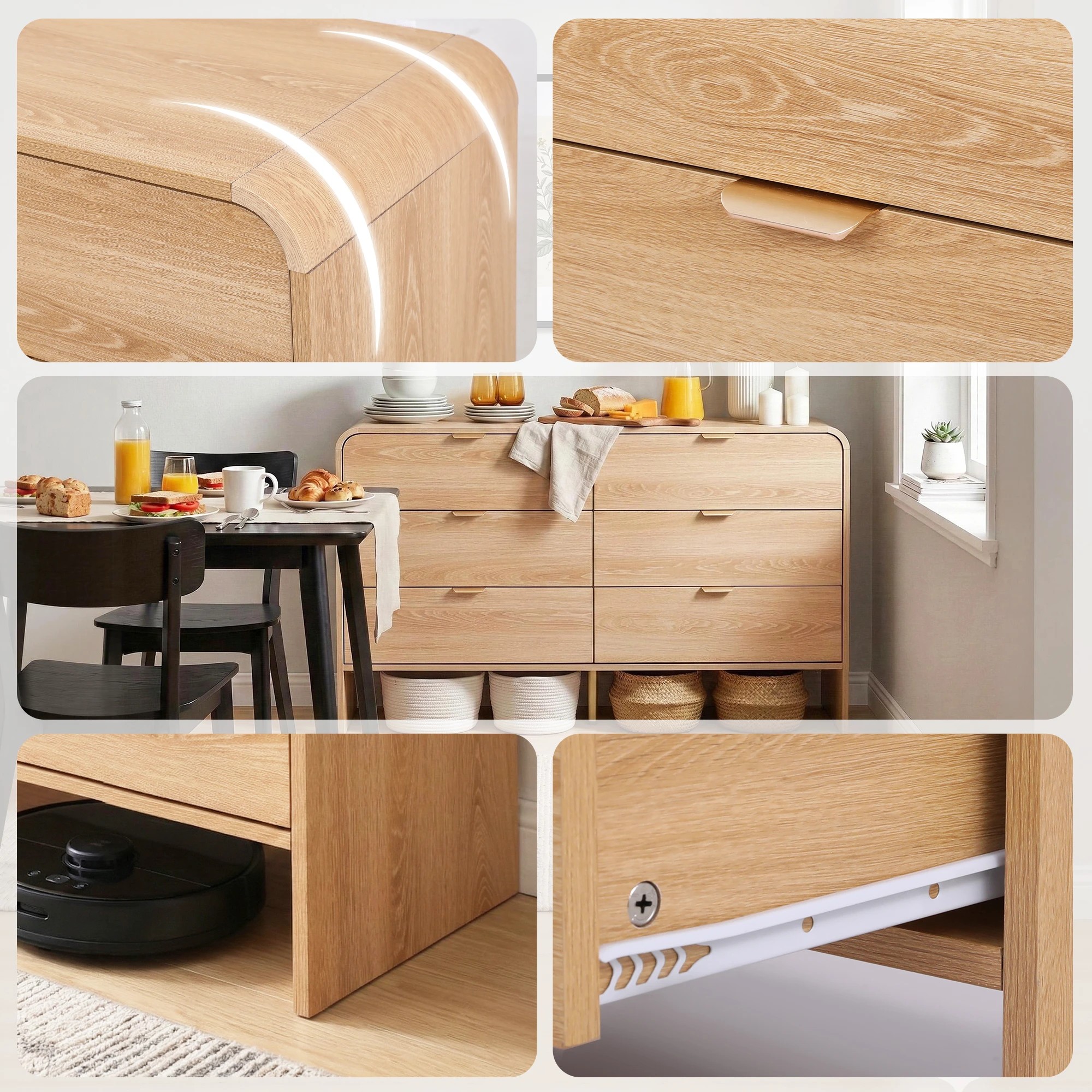 7 Artiss 6 Chest of Drawers Dresser Cabinet - Natural, 7 of 9