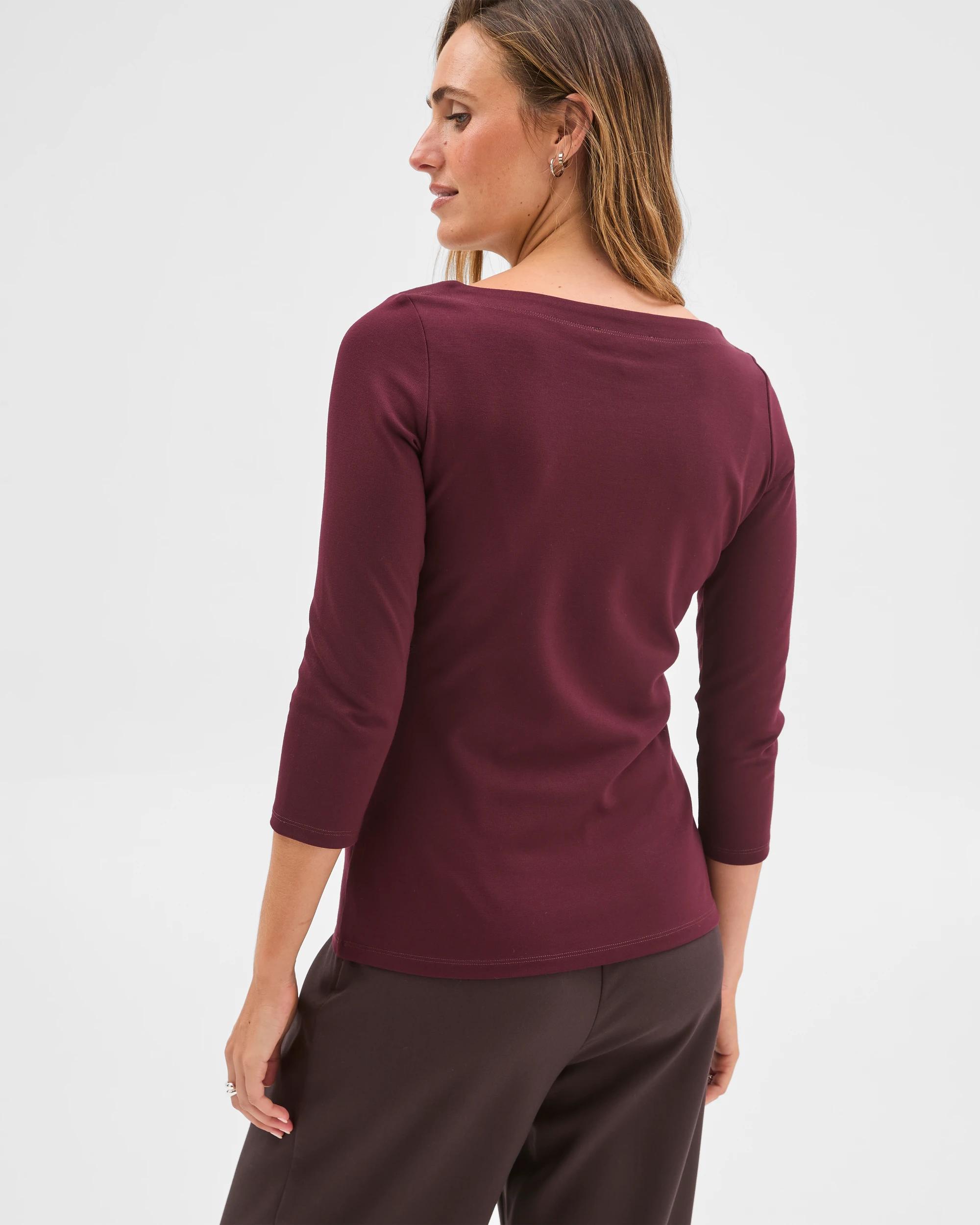 4 Preview 3/4 Sleeve Boat Neck Ponte T-Shirt PINOT, 4 of 6