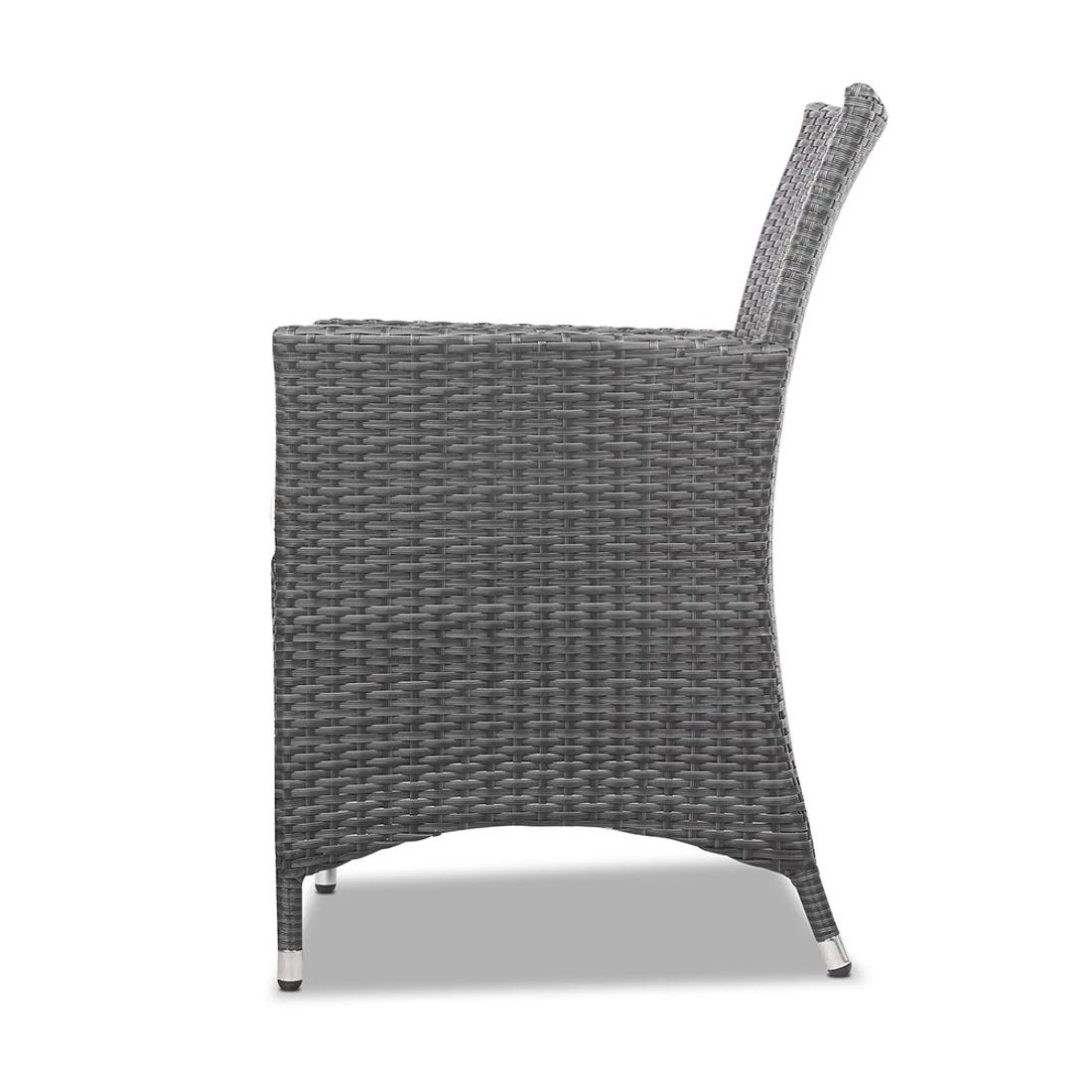 8 Gardeon 3PC Outdoor Bistro Set Patio Furniture Wicker Setting Chairs Table Cushion - Grey, 8 of 9