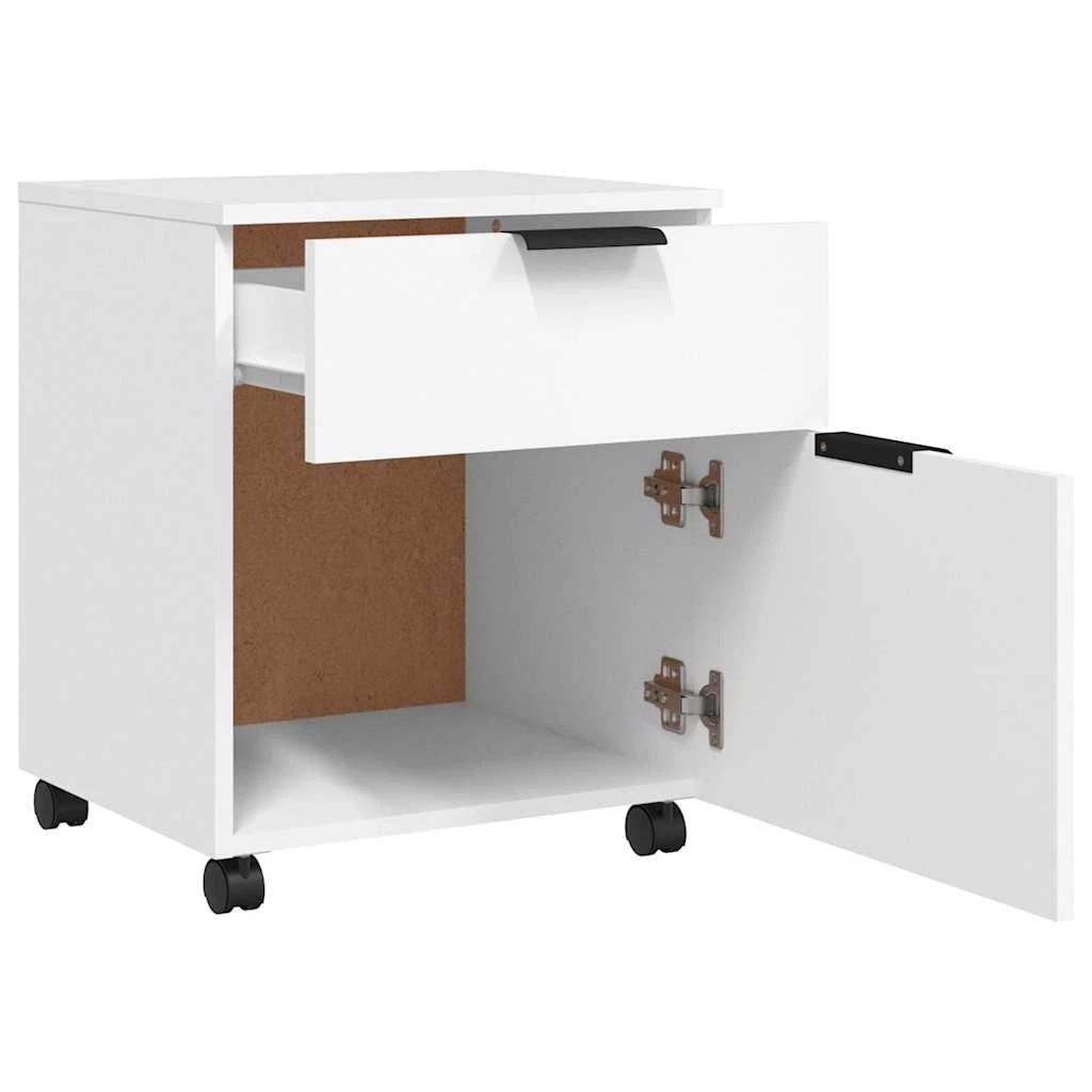 4 vidaXL Mobile File Cabinet with Wheels Ample Storage - White, 4 of 9