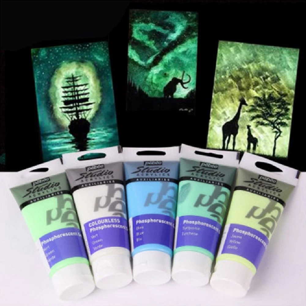 2 Pebeo Studio Acrylics Phosphorescent Gel 100mL Green, 2 of 2